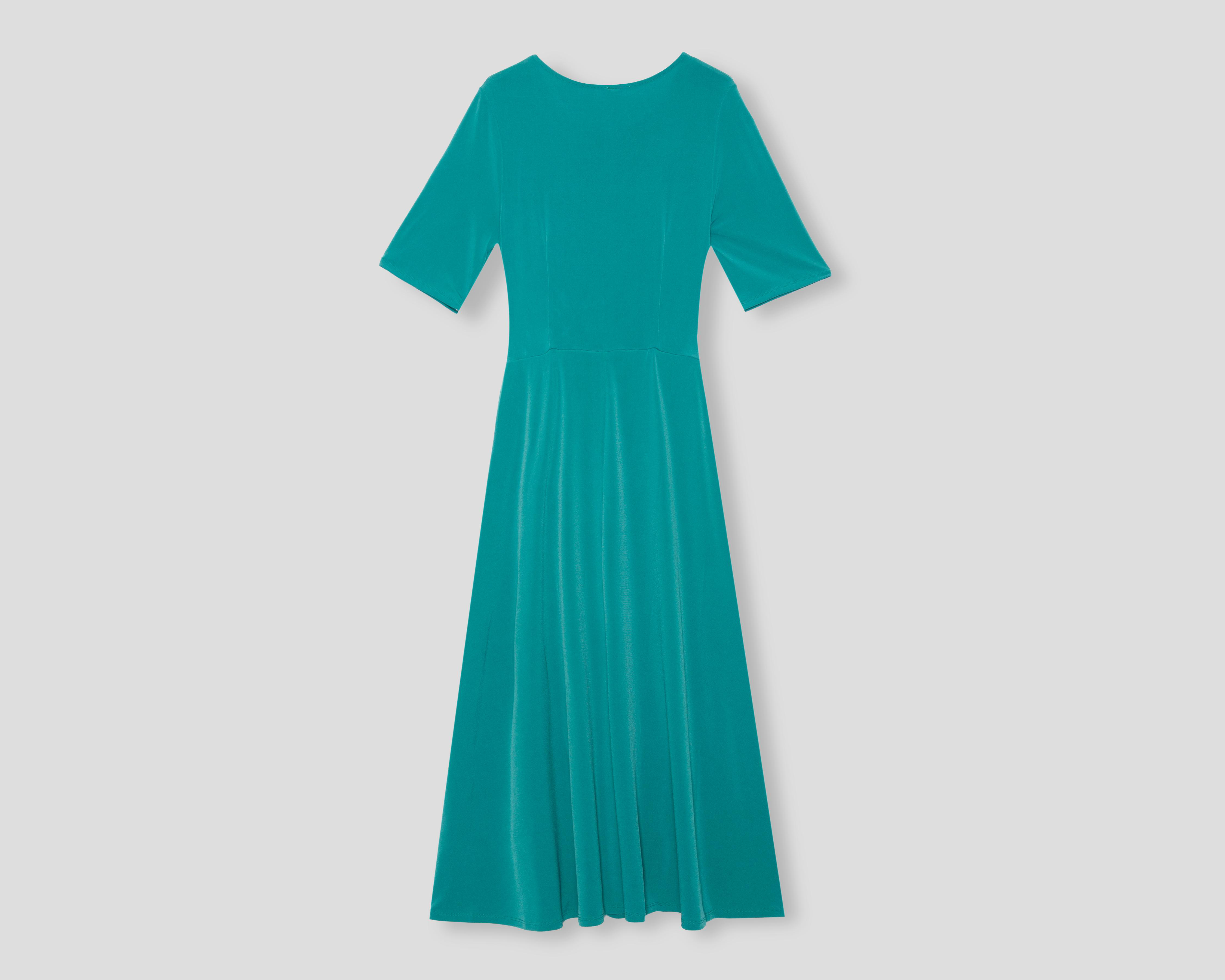 Foto 3 pulgar | Vestido Coctel Sahara Verde con Lazo Manga Corta para Mujer