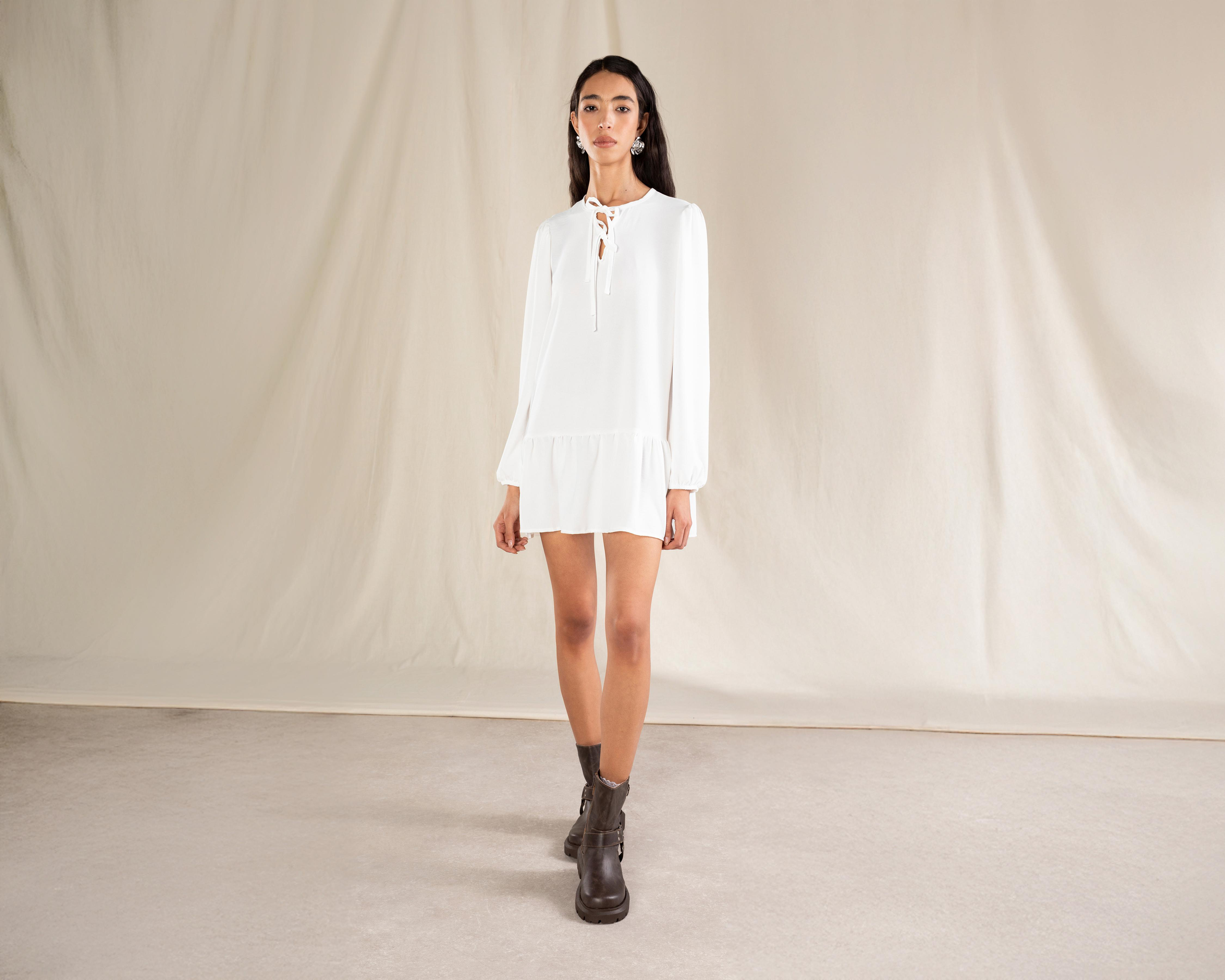 Foto 3 pulgar | Vestido Casual Strona Manga Larga con Olán para Mujer