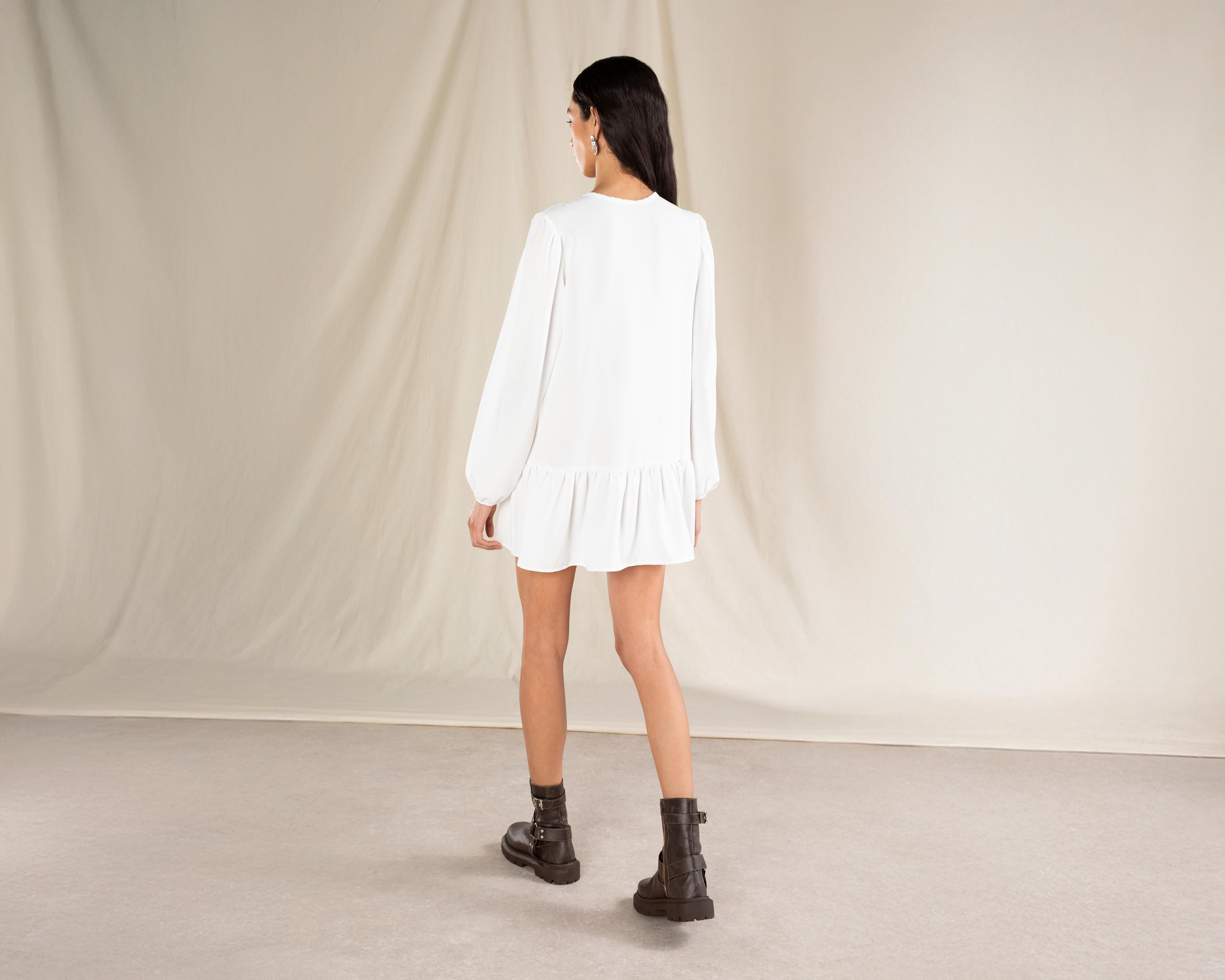 Foto 4 pulgar | Vestido Casual Strona Manga Larga con Olán para Mujer