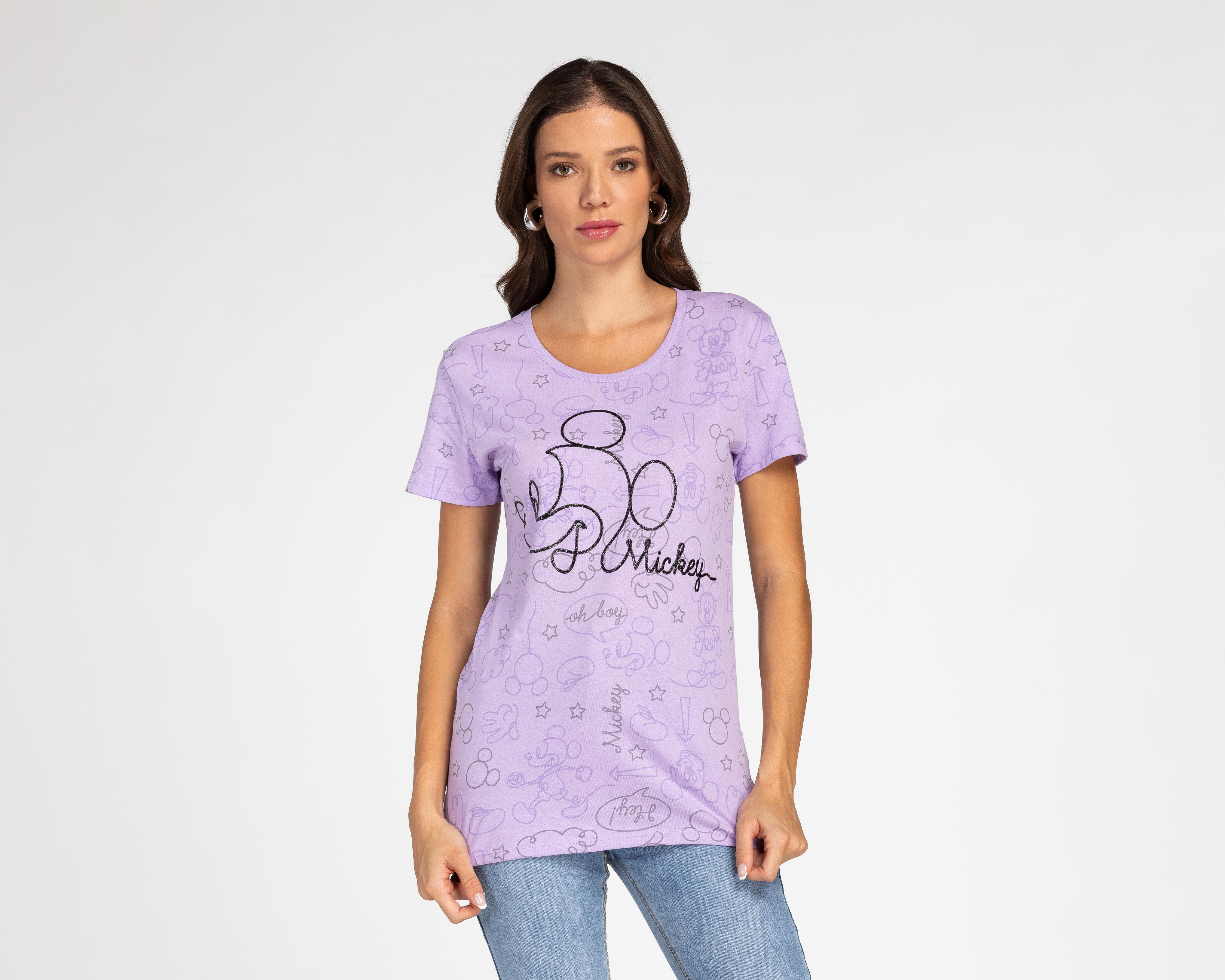 Foto 2 pulgar | Playera Disney Mickey Mouse Manga Corta para Mujer