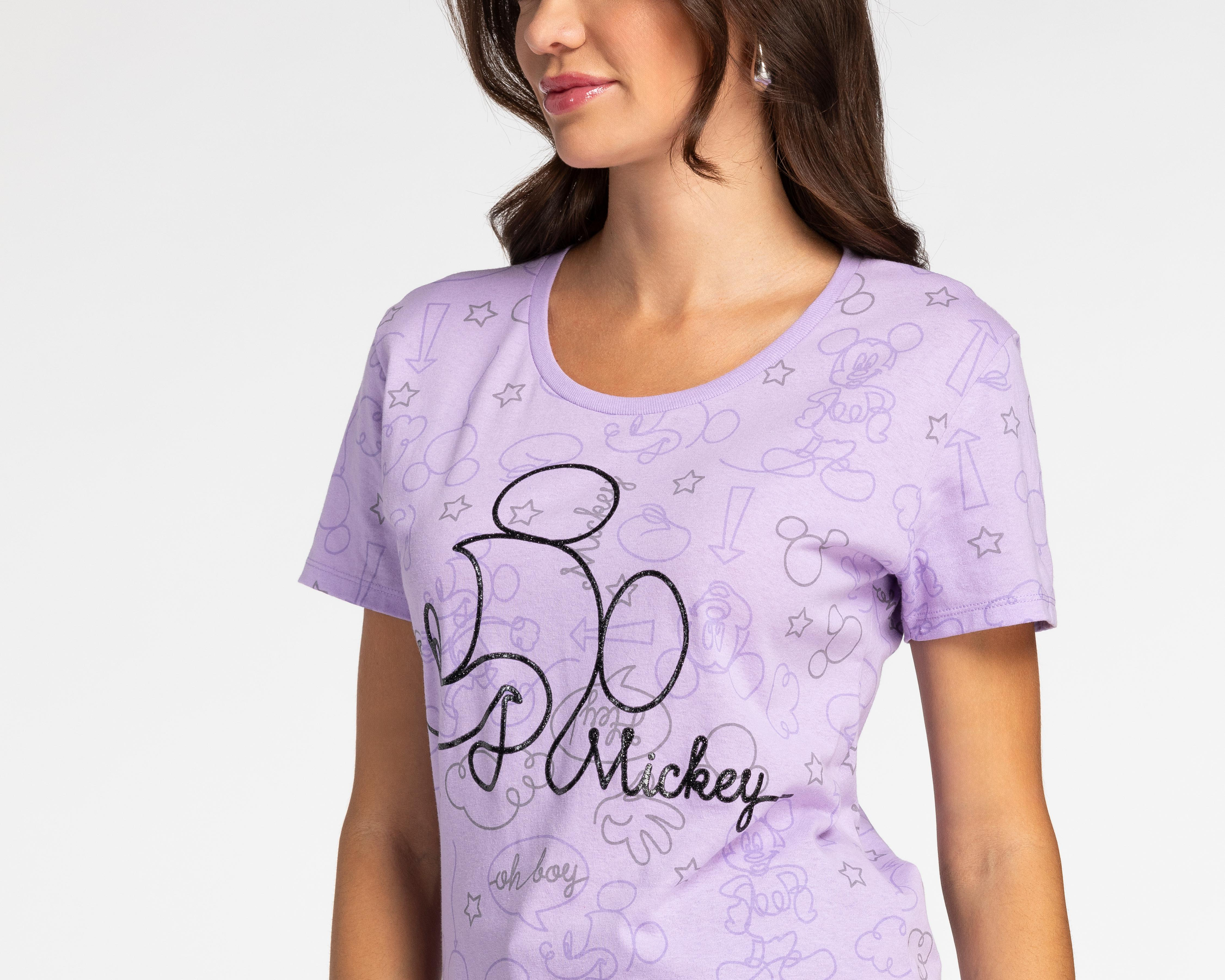 Foto 4 pulgar | Playera Disney Mickey Mouse Manga Corta para Mujer