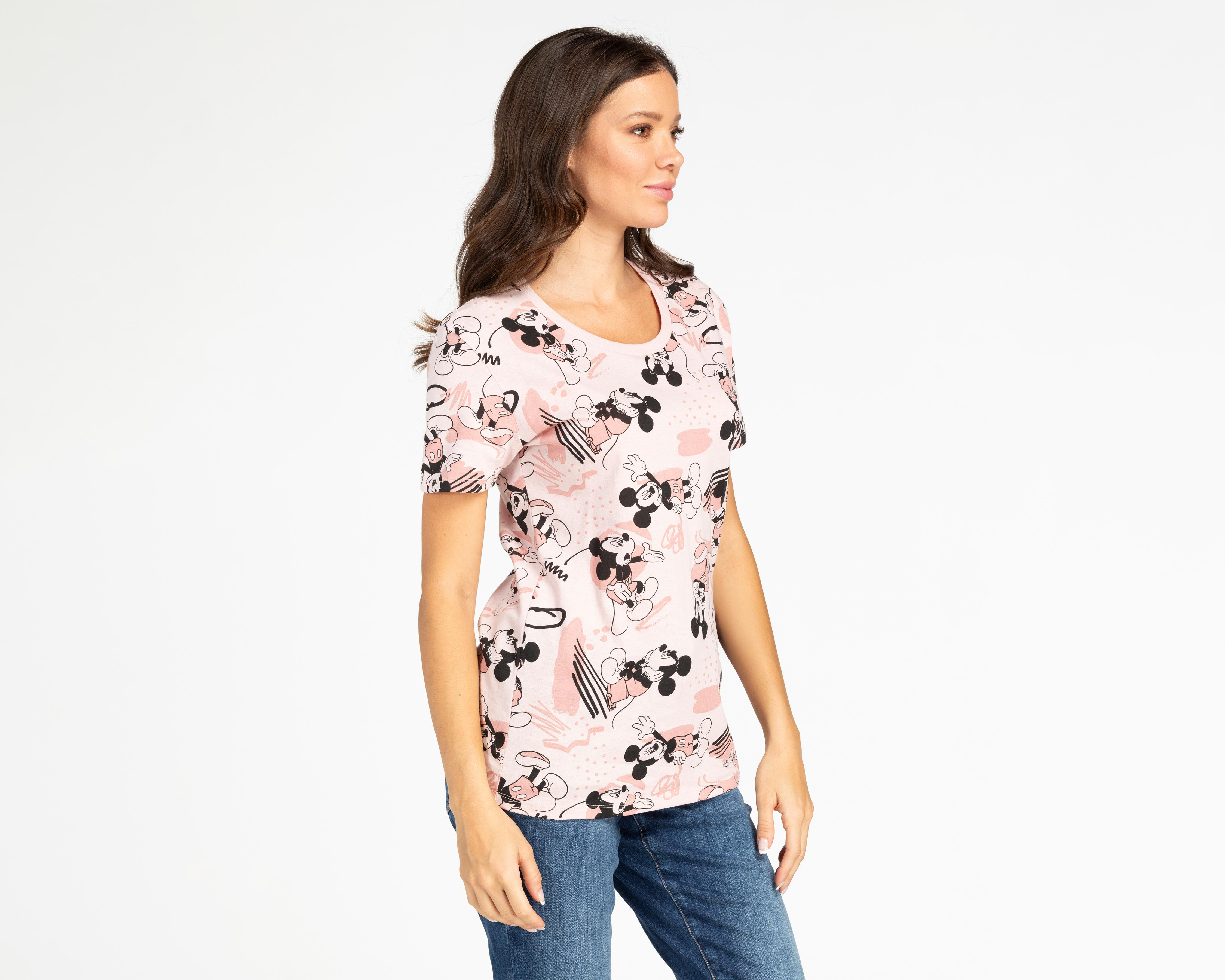 Foto 2 pulgar | Playera Disney Mickey Mouse Manga Corta para Mujer