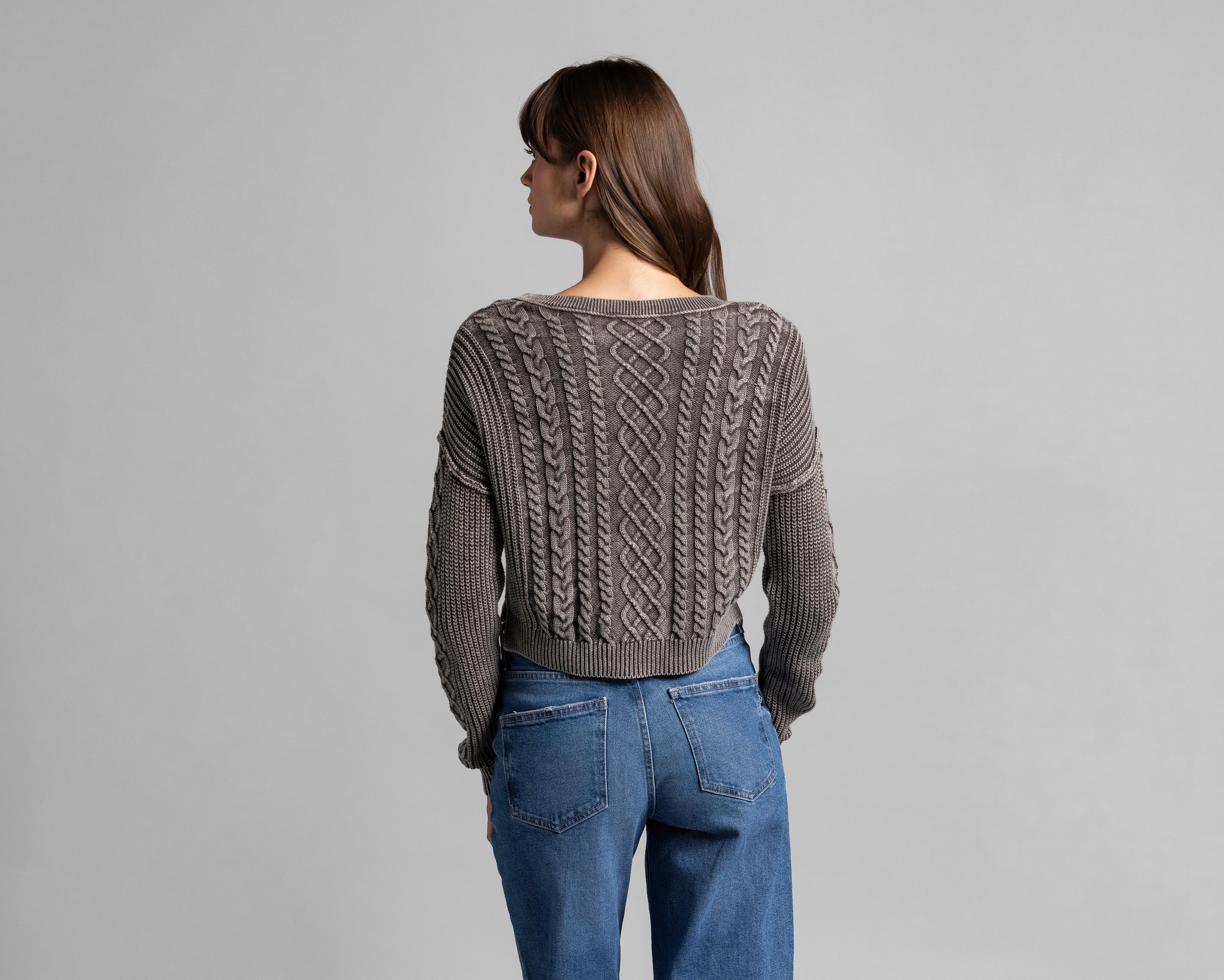 Foto 4 pulgar | Suéter de Algodón tipo Crop Thinner para Mujer