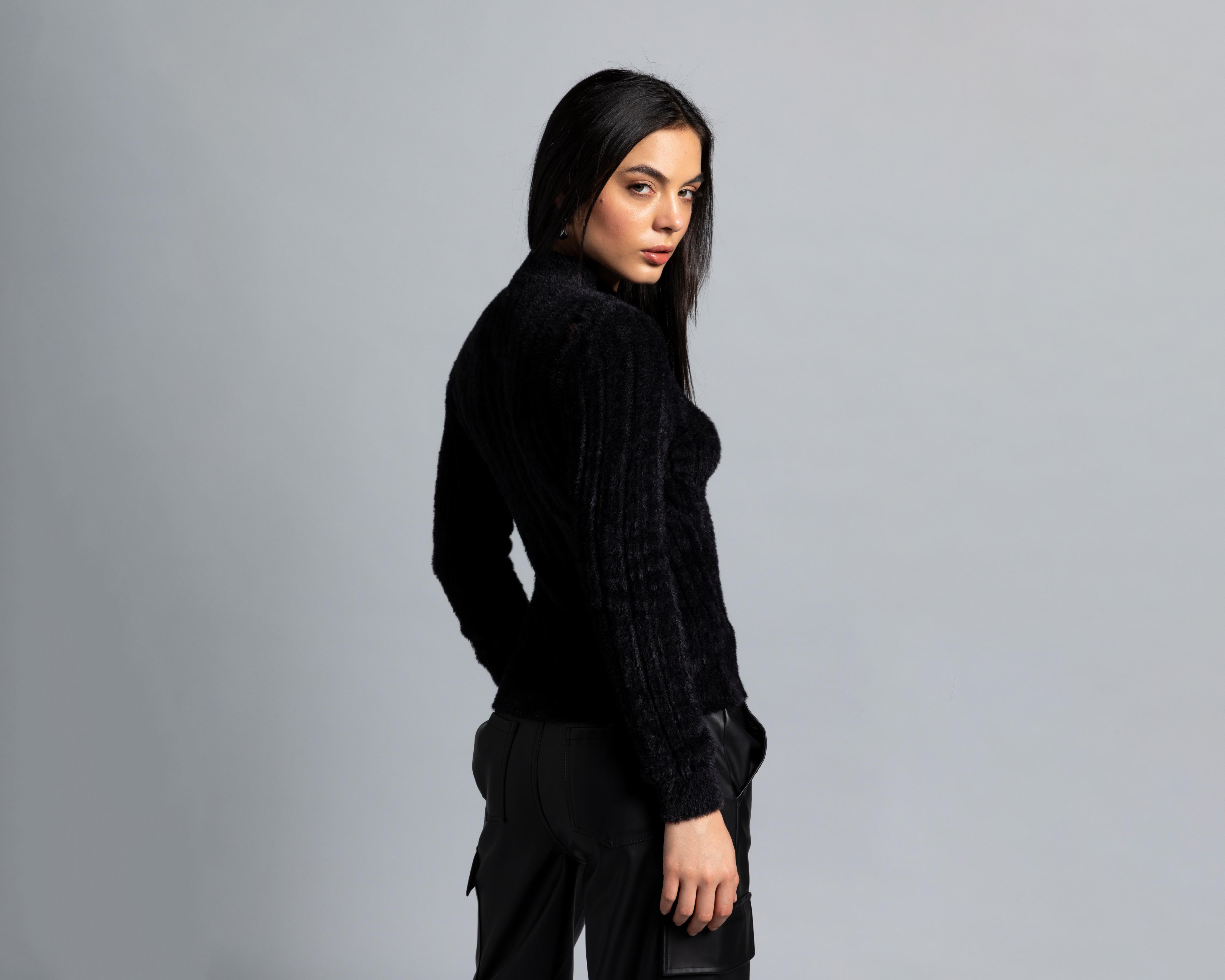 Foto 4 pulgar | Suéter Negro Thinner para Mujer