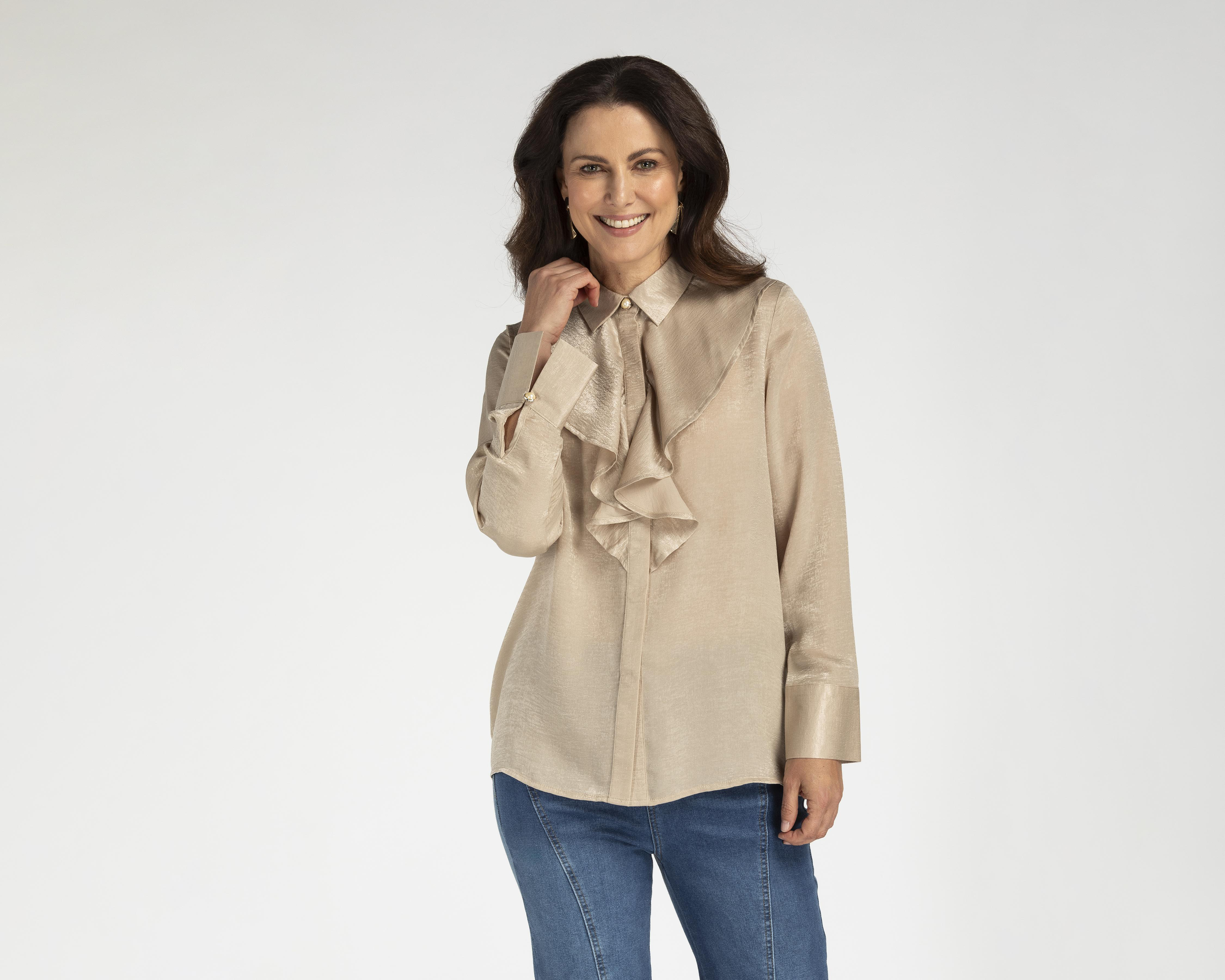 Foto 2 pulgar | Blusa Sahara con Olanes para Mujer