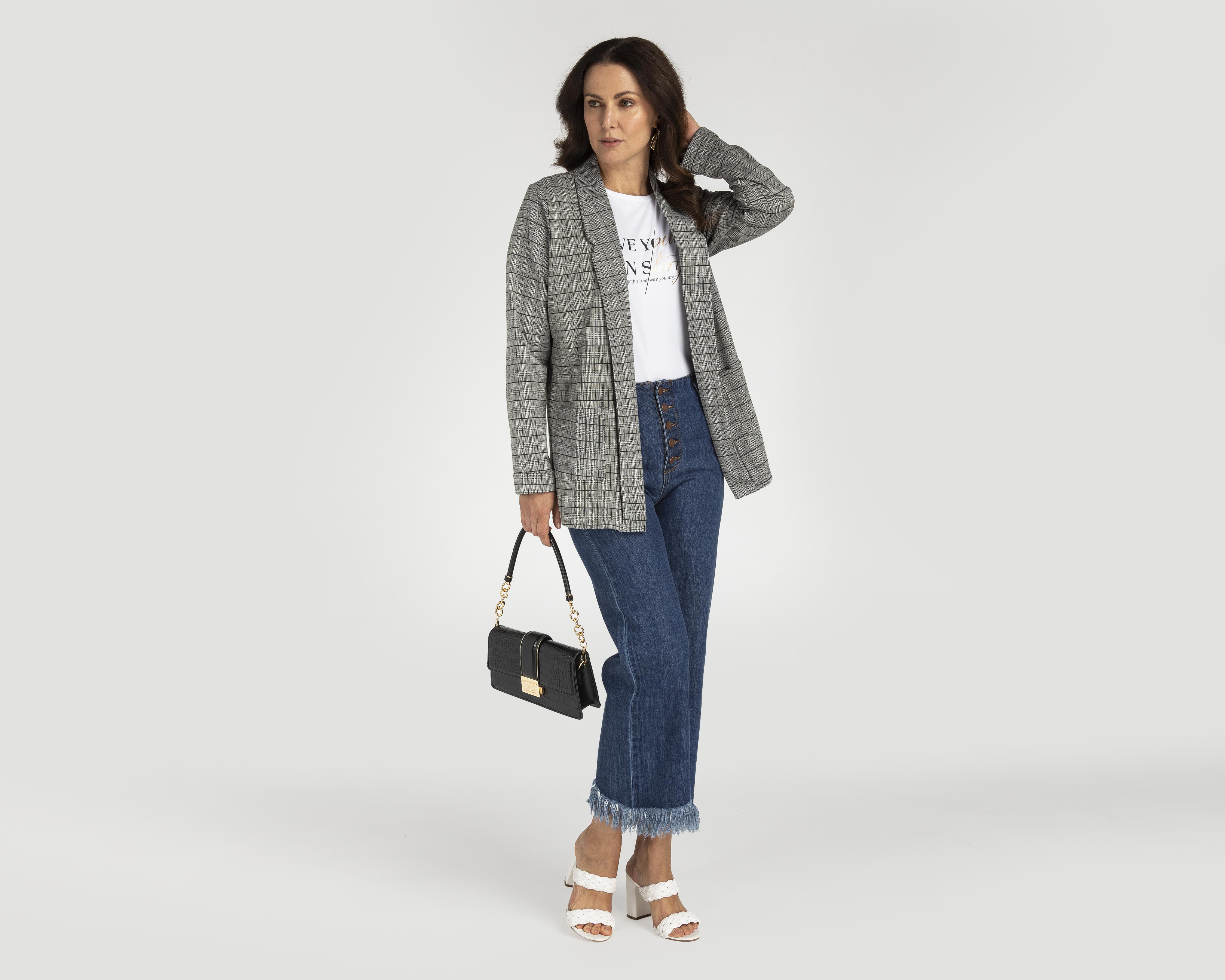 Foto 3 pulgar | Blazer Gris Sahara para Mujer