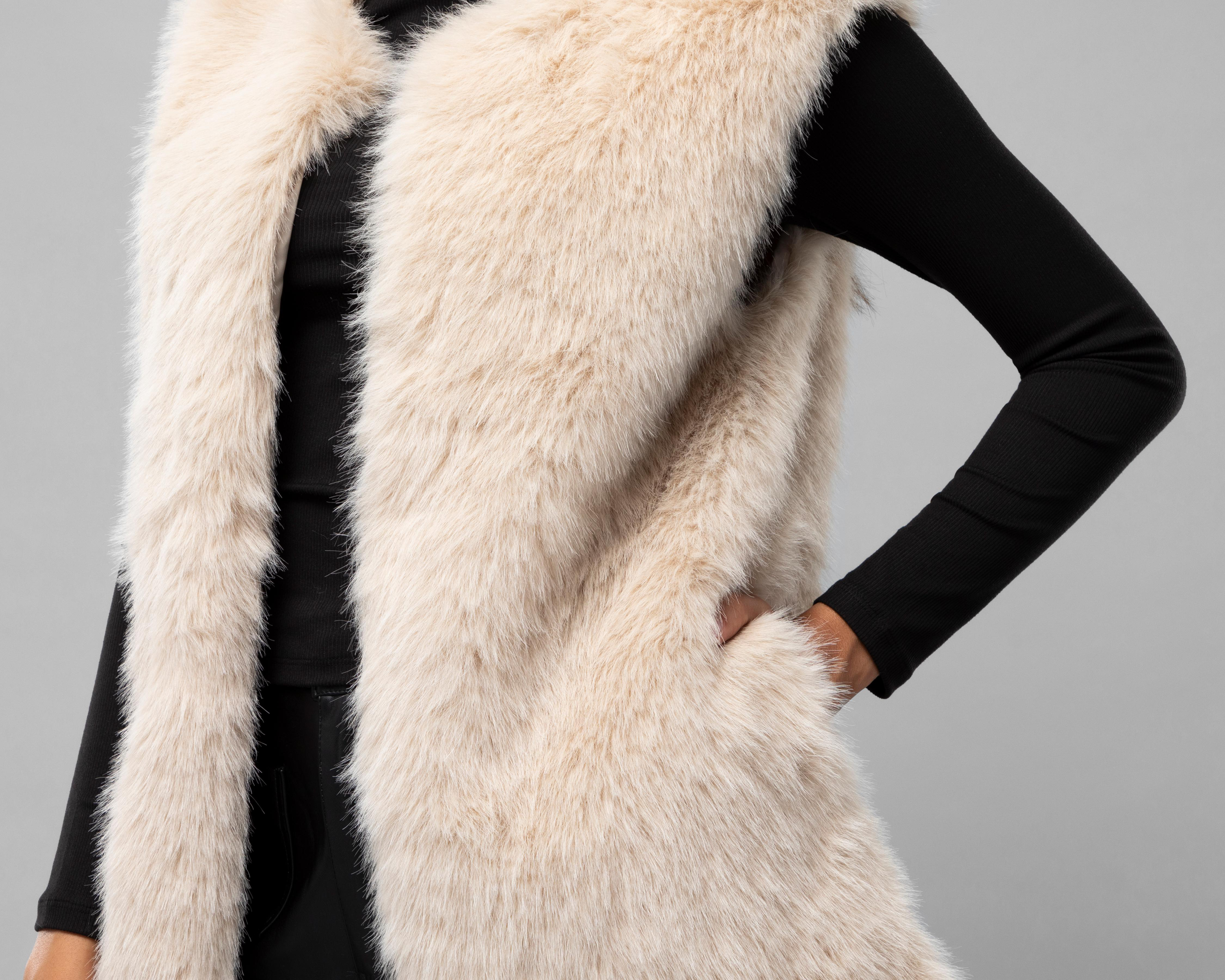 Foto 4 | Chaleco Beige Jennifer Lopez para Mujer