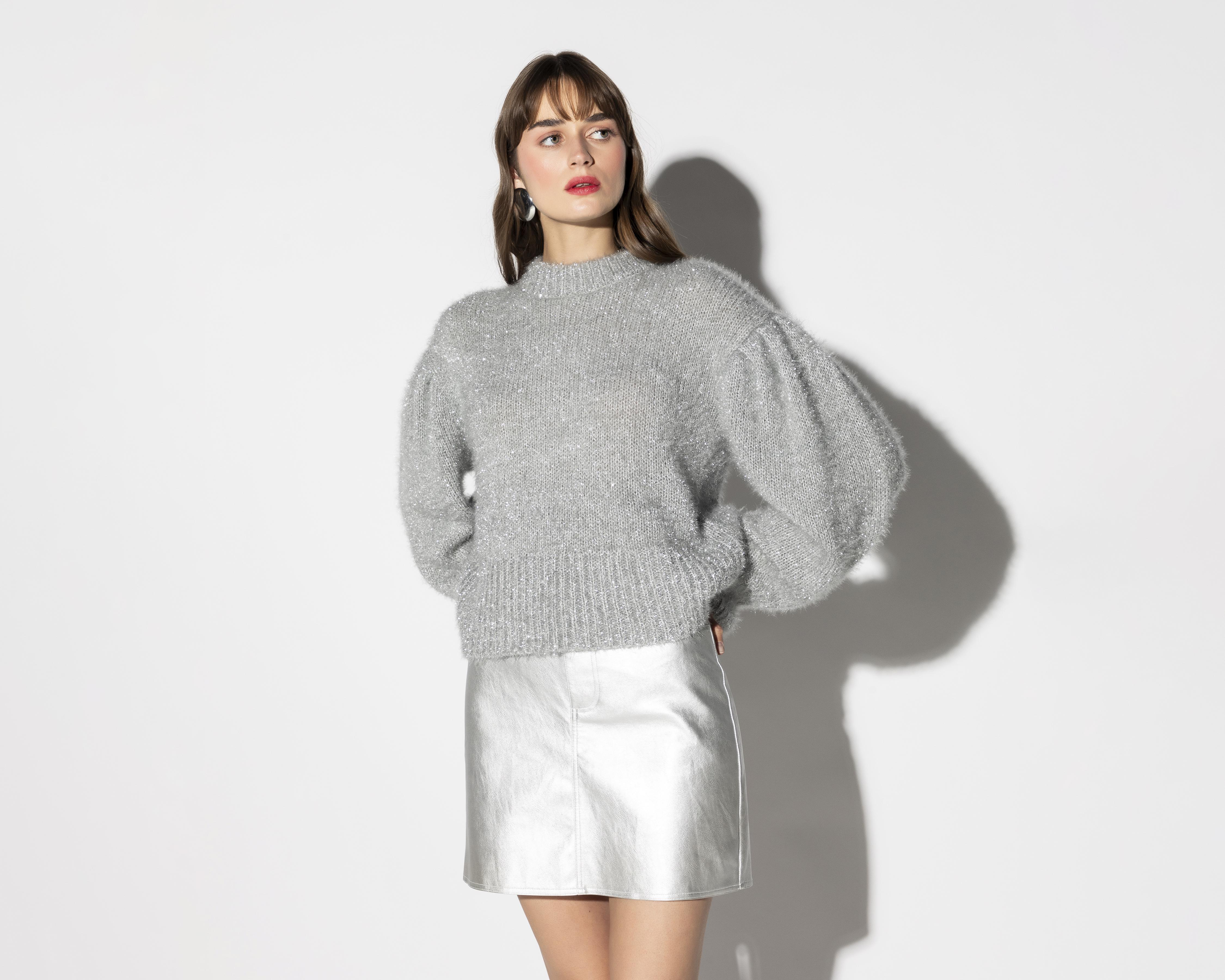 Foto 2 | Suéter Plateado Thinner para Mujer