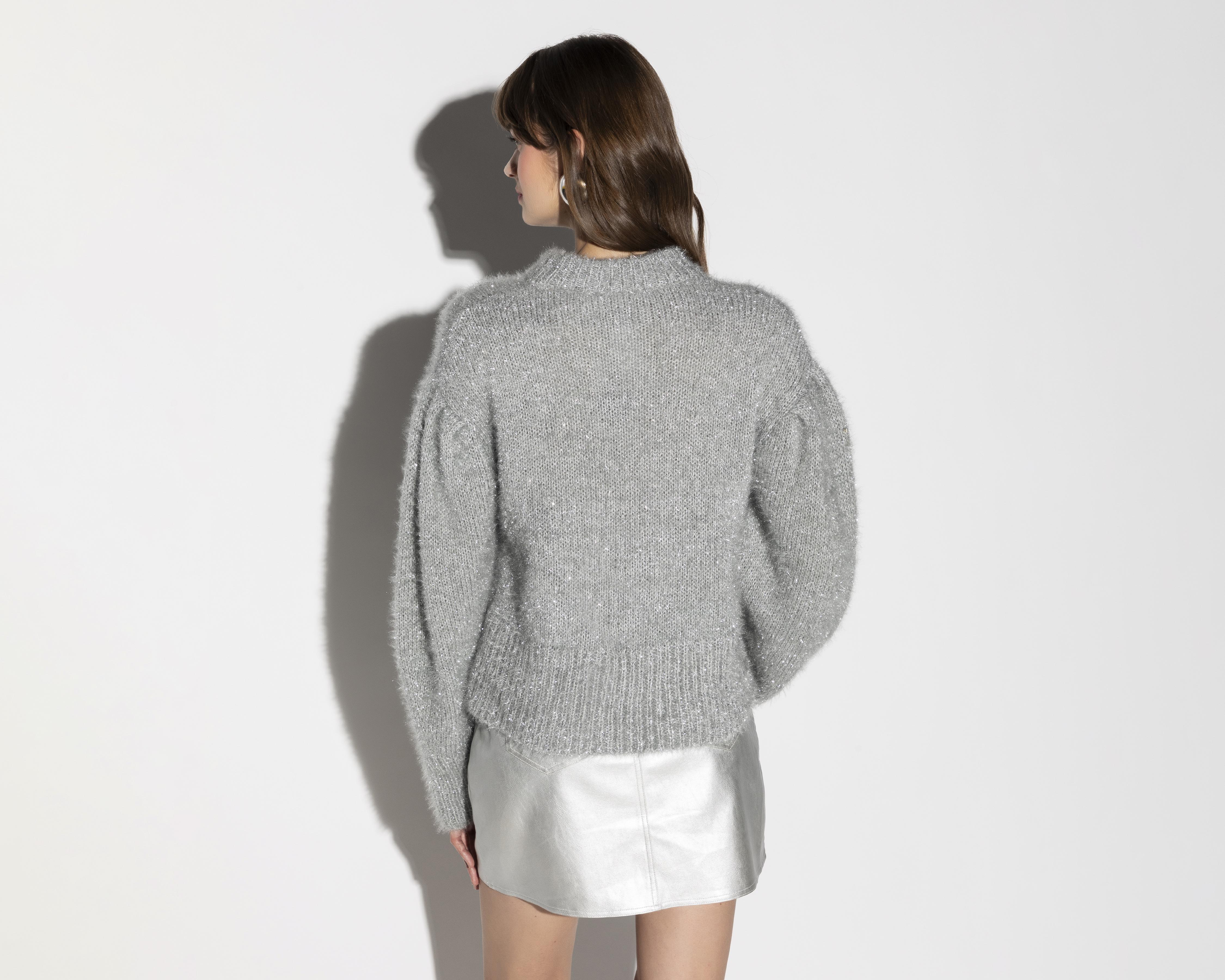 Foto 3 | Suéter Plateado Thinner para Mujer