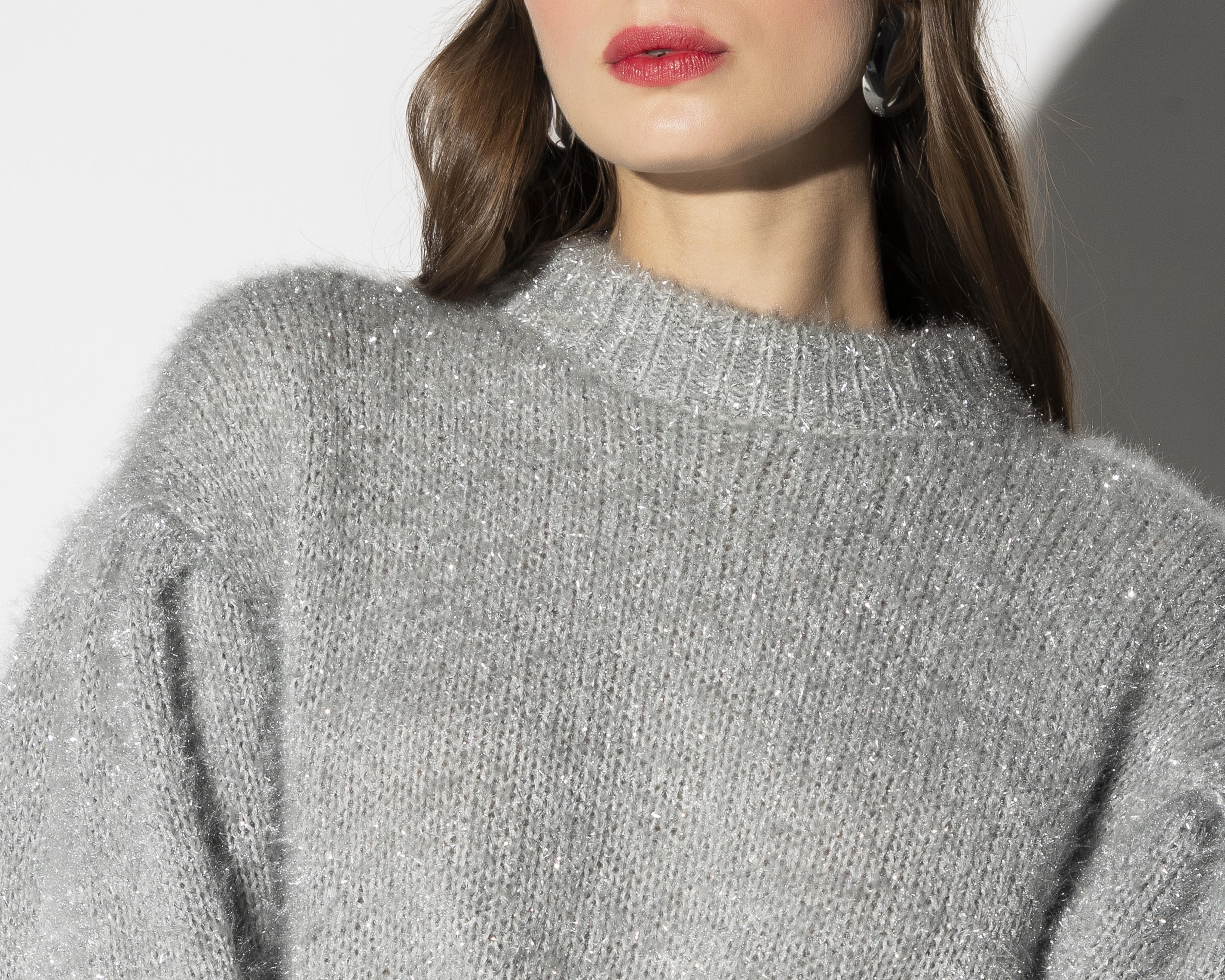 Foto 4 | Suéter Plateado Thinner para Mujer