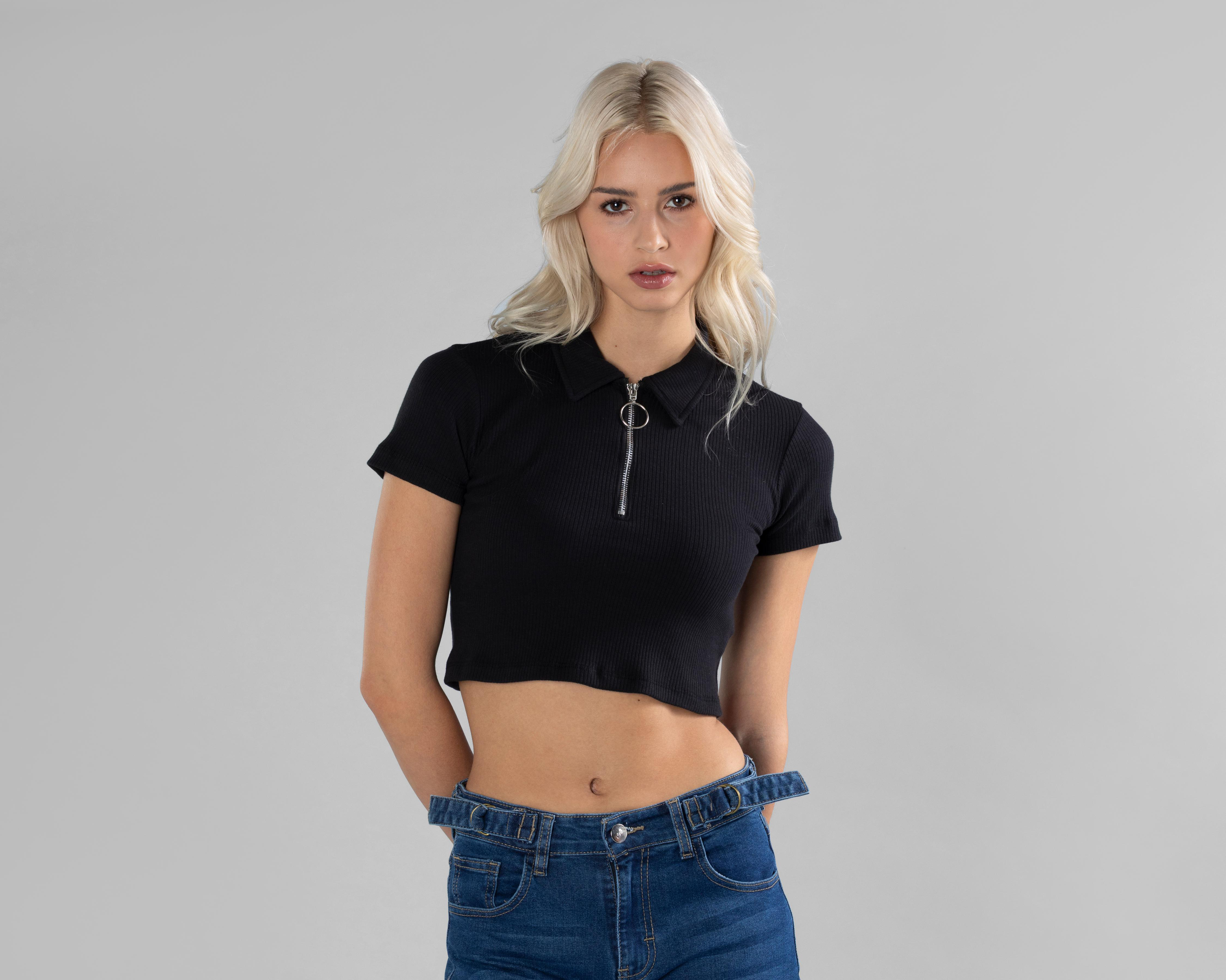 Foto 3 pulgar | Playera Polo Strona tipo Crop para Mujer