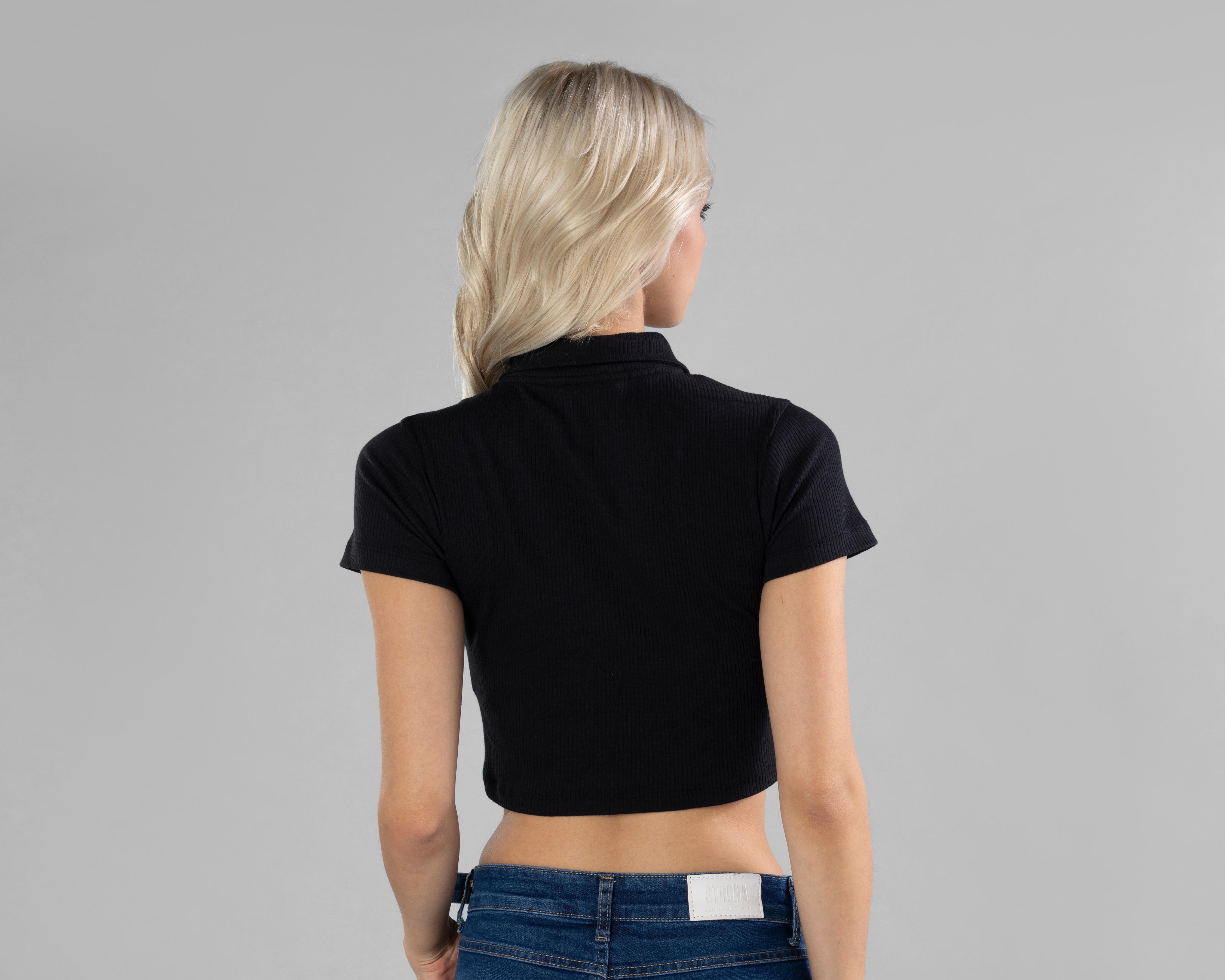 Foto 4 pulgar | Playera Polo Strona tipo Crop para Mujer