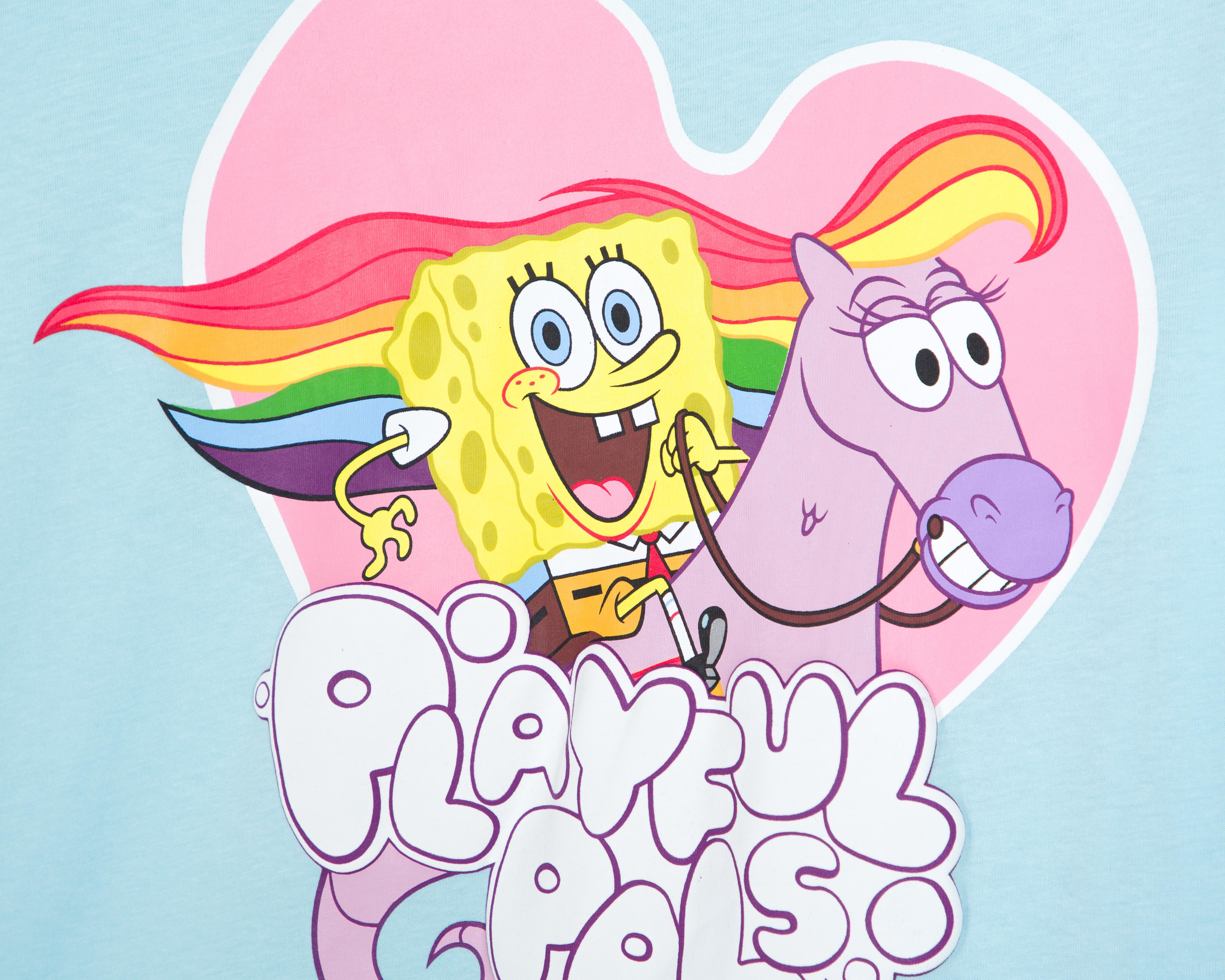Foto 4 pulgar | Playera Estampada Bob Esponja para Mujer