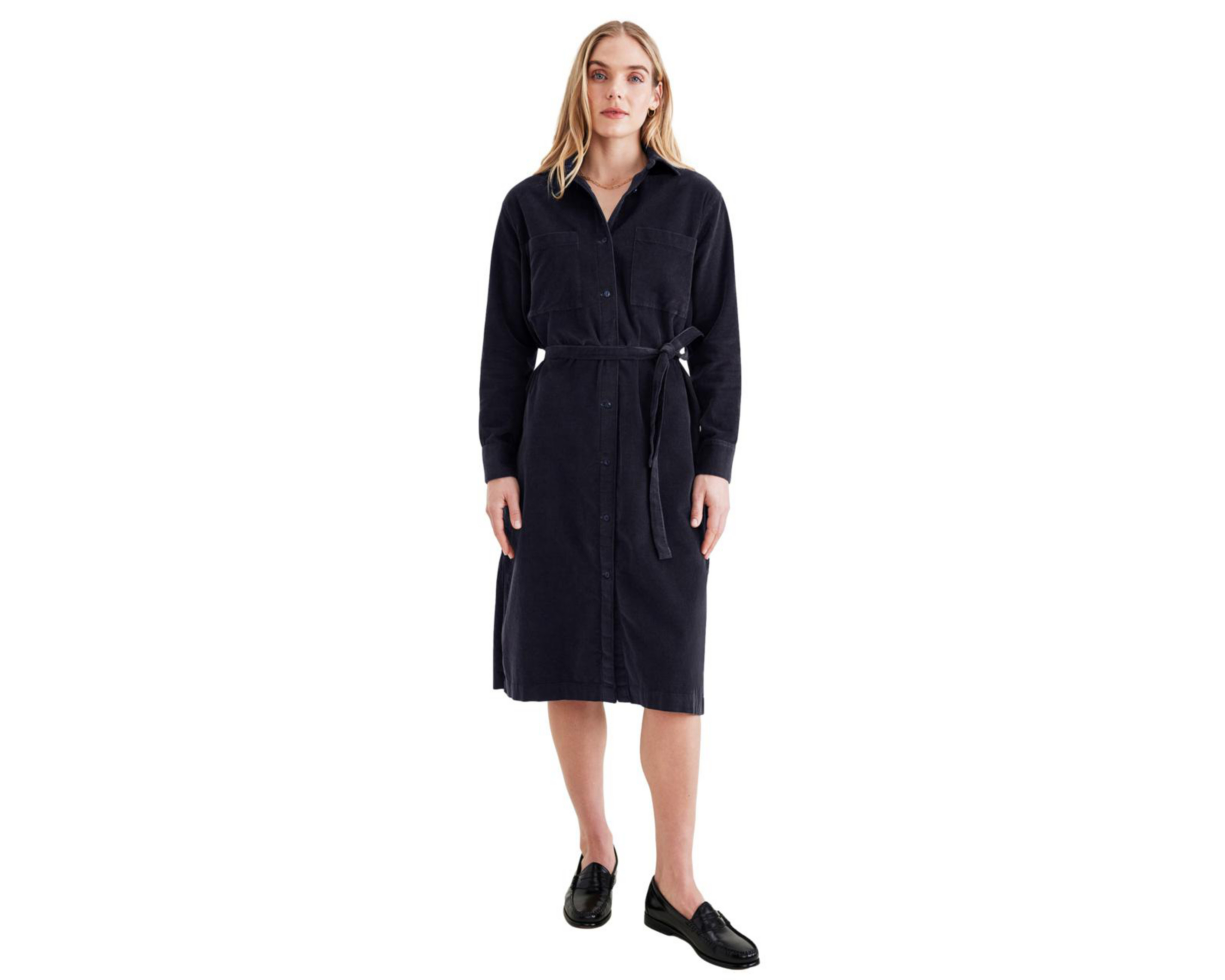 Vestido Dockers Casual Midi Negro Manga Larga