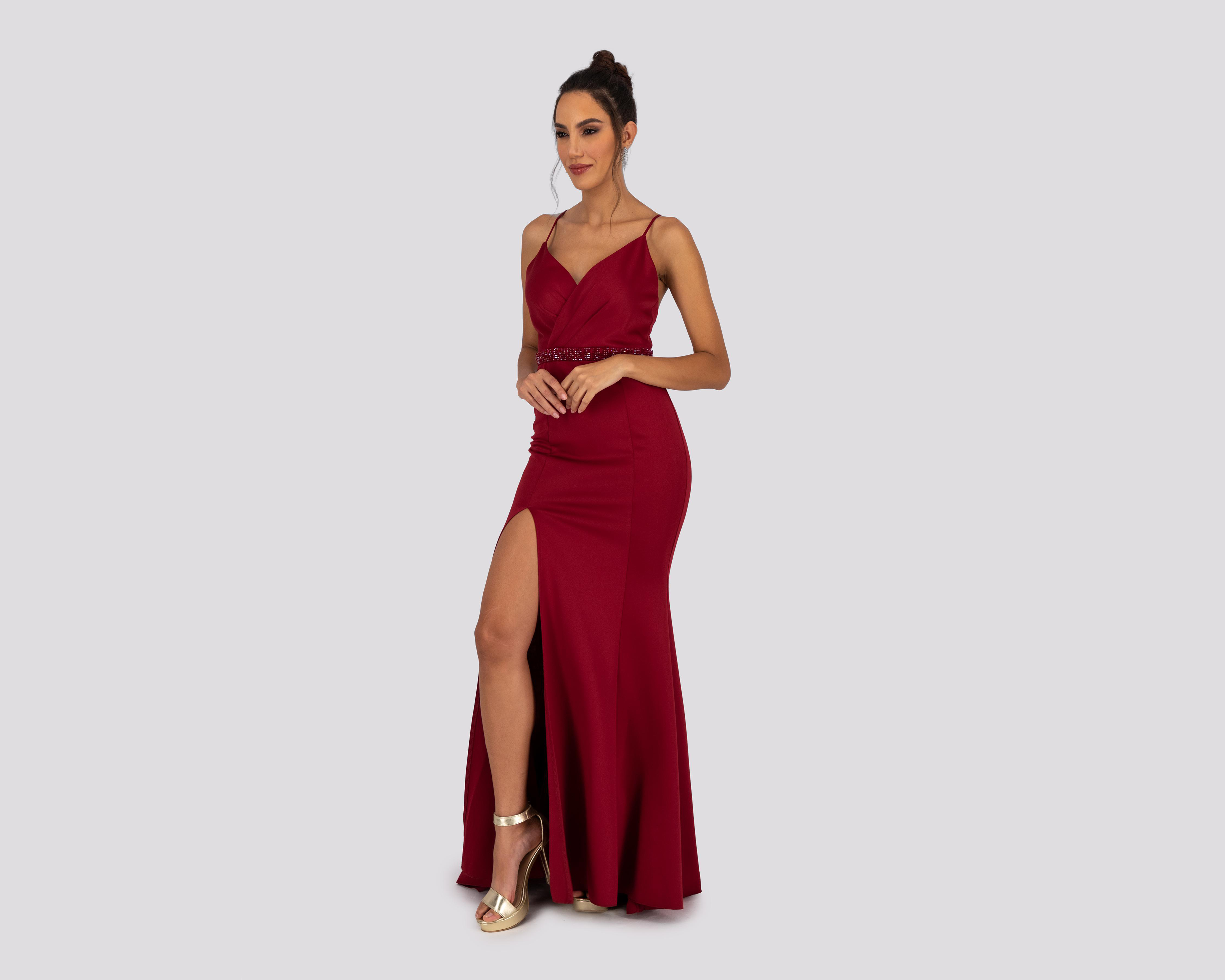 Foto 3 pulgar | Vestido Meirius de Noche Largo Rojo de Tirantes