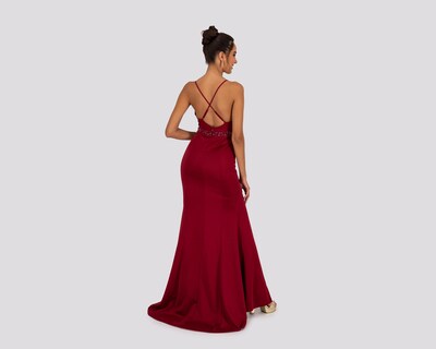 Foto 3 | Vestido Meirius de Noche Largo Rojo de Tirantes