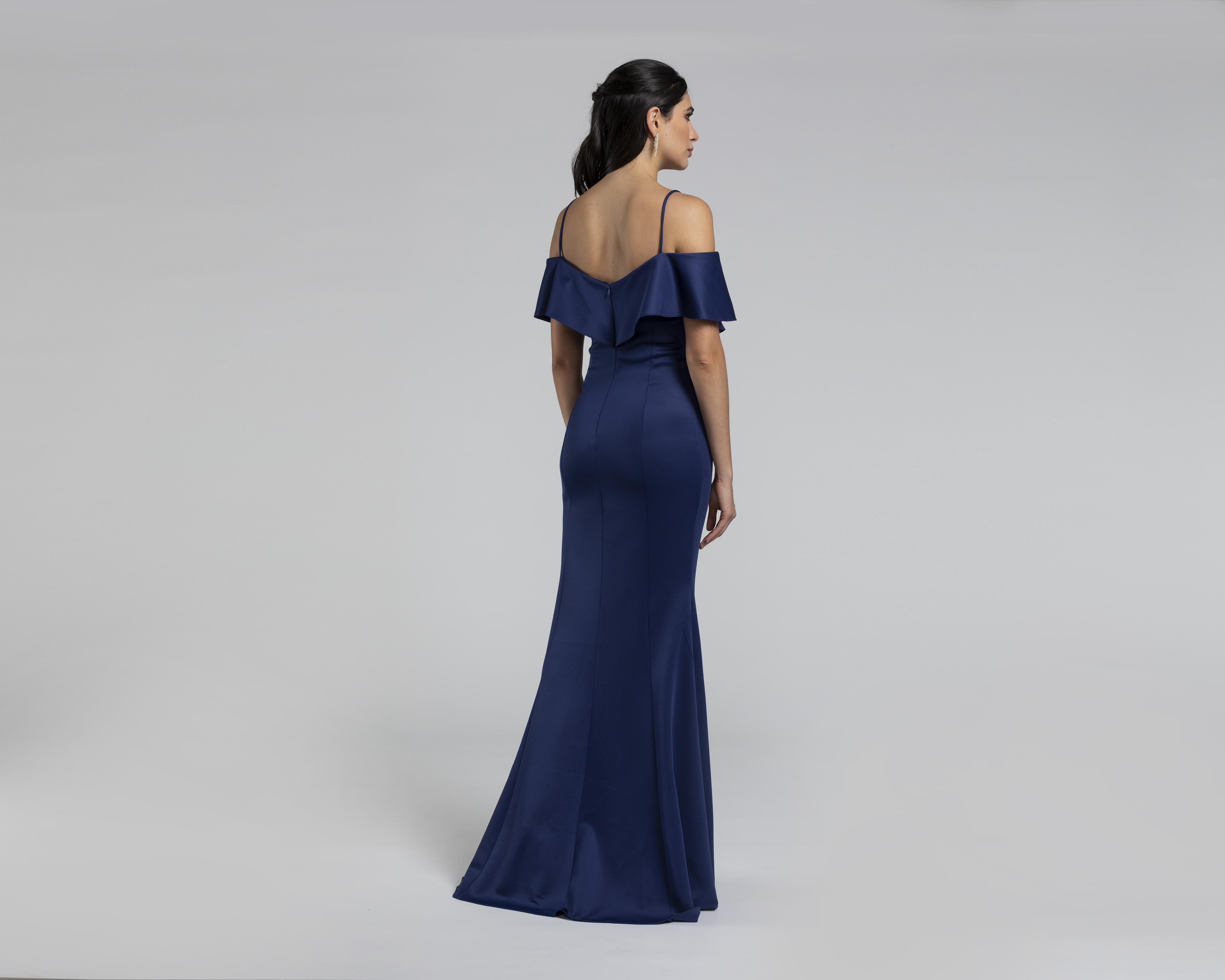 Foto 4 pulgar | Vestido Meirius de Noche Azul Largo con Holán