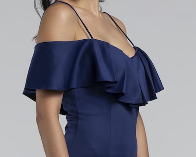 Foto 4 | Vestido Meirius de Noche Azul Largo con Holán