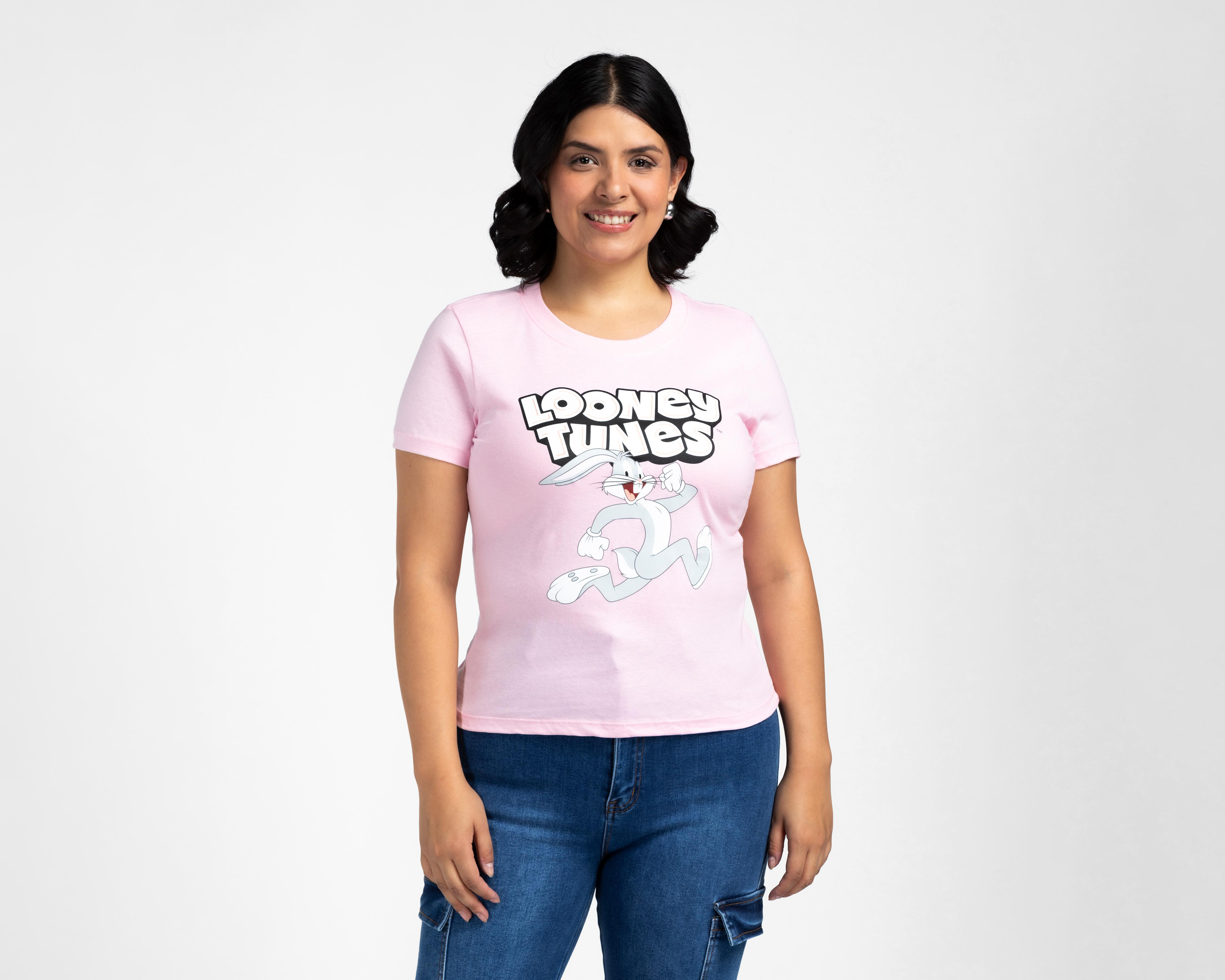 Playera Rosa Looney Tunes para Mujer
