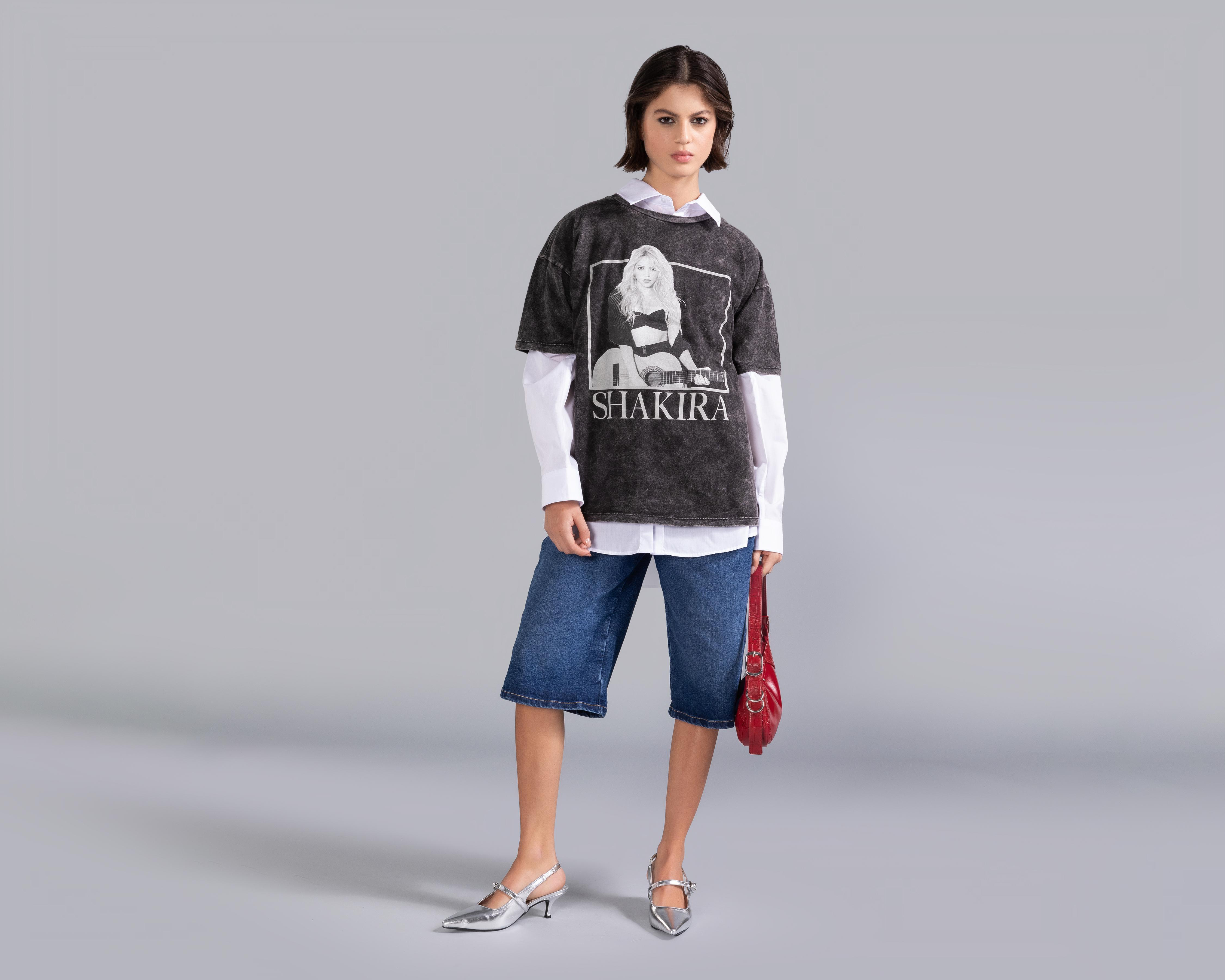 Foto 2 pulgar | Playera Shakira Estampada para Mujer