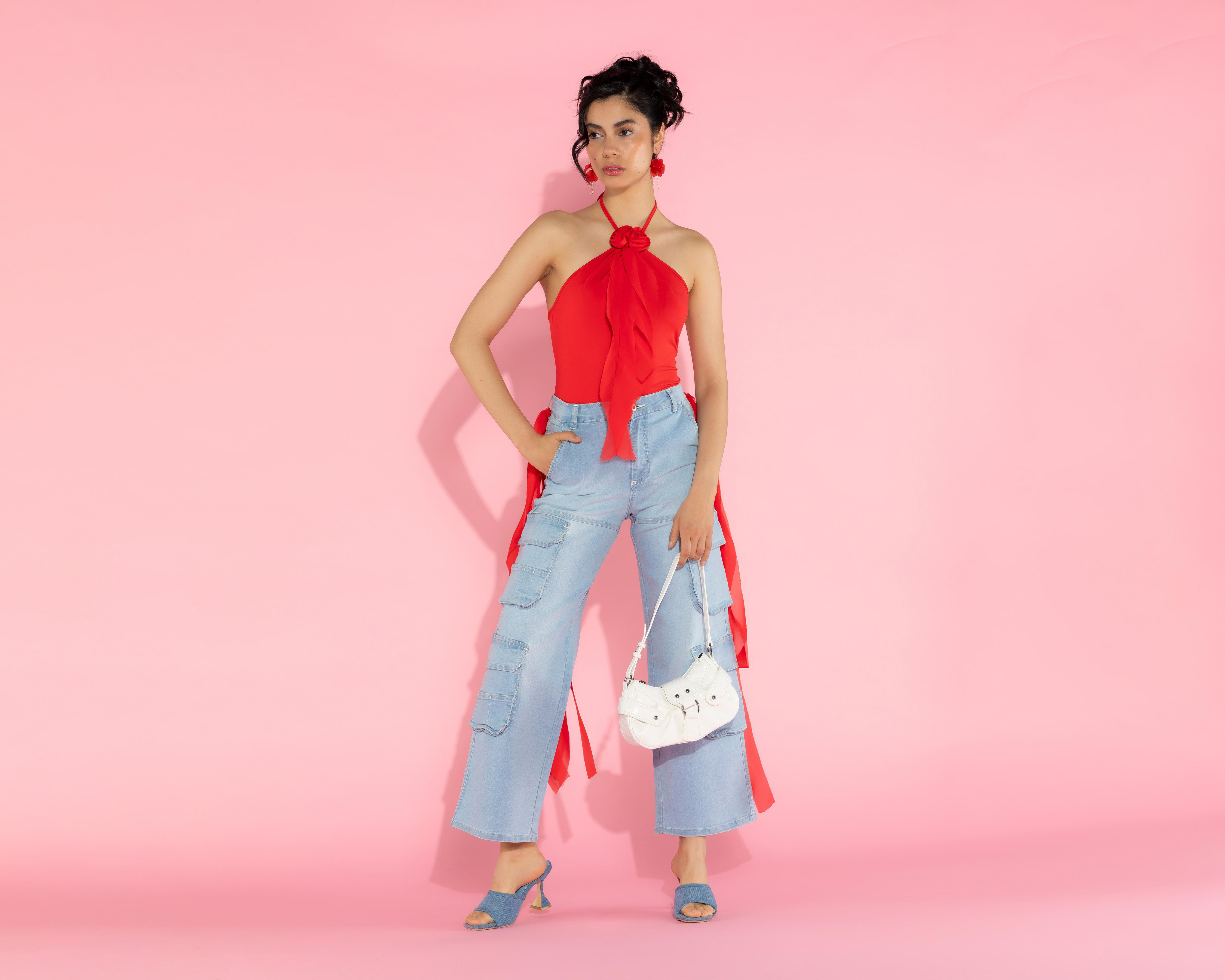 Foto 3 pulgar | Jeans Thinner Culotte con Bolsas Cargo