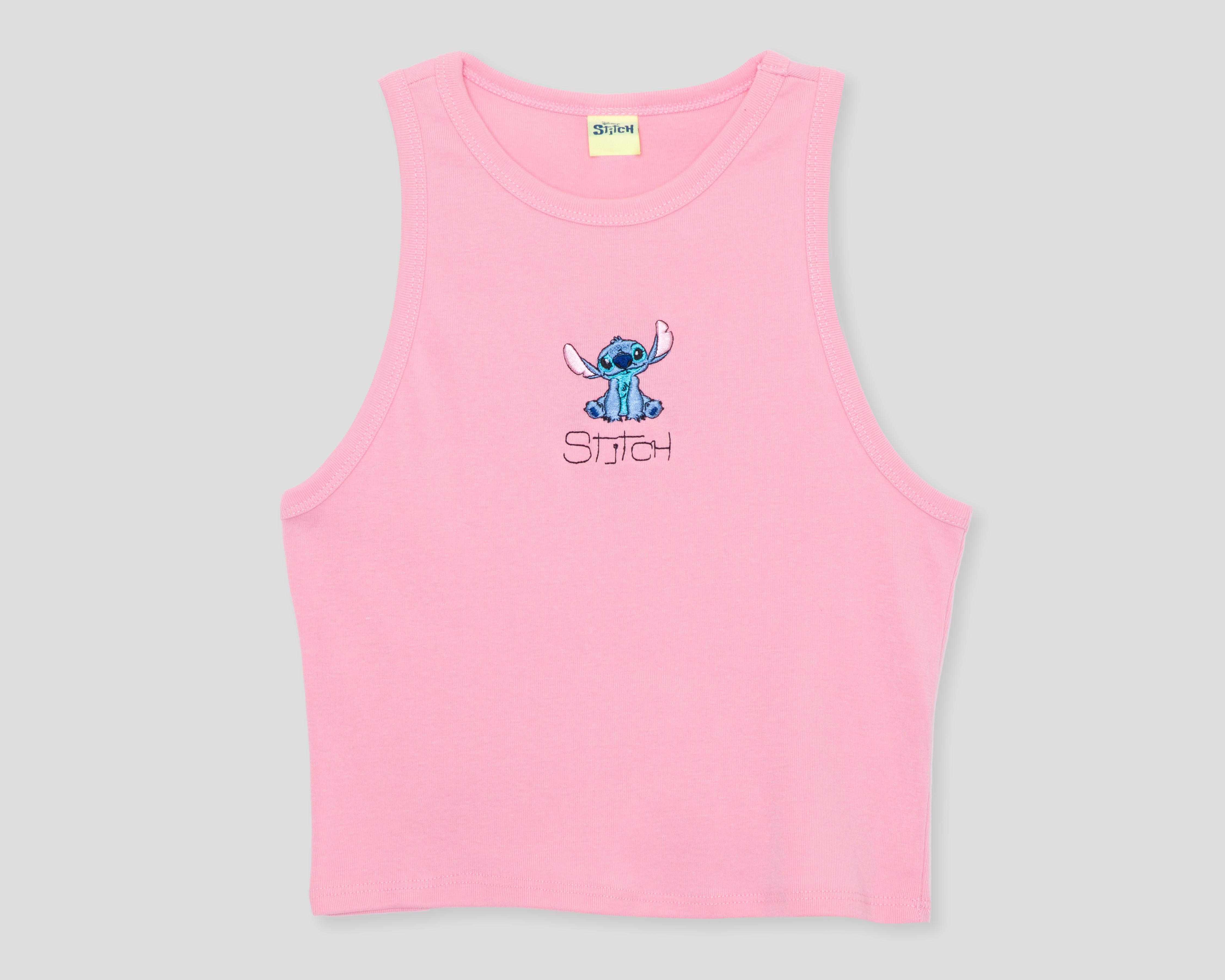 Foto 2 pulgar | Crop Top Rosa Disney Stitch para Mujer