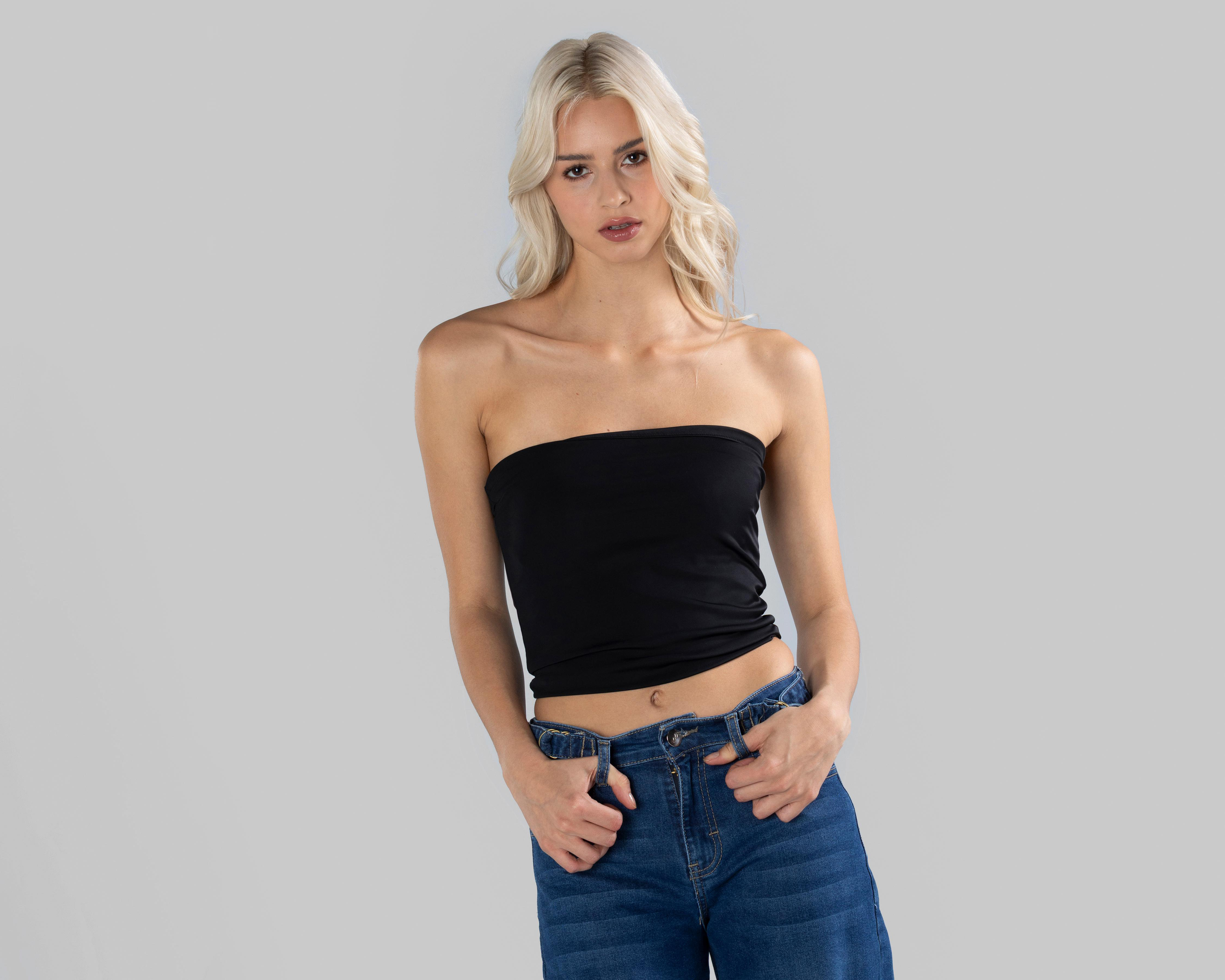 Foto 3 pulgar | Crop Top Strona Negro para Mujer