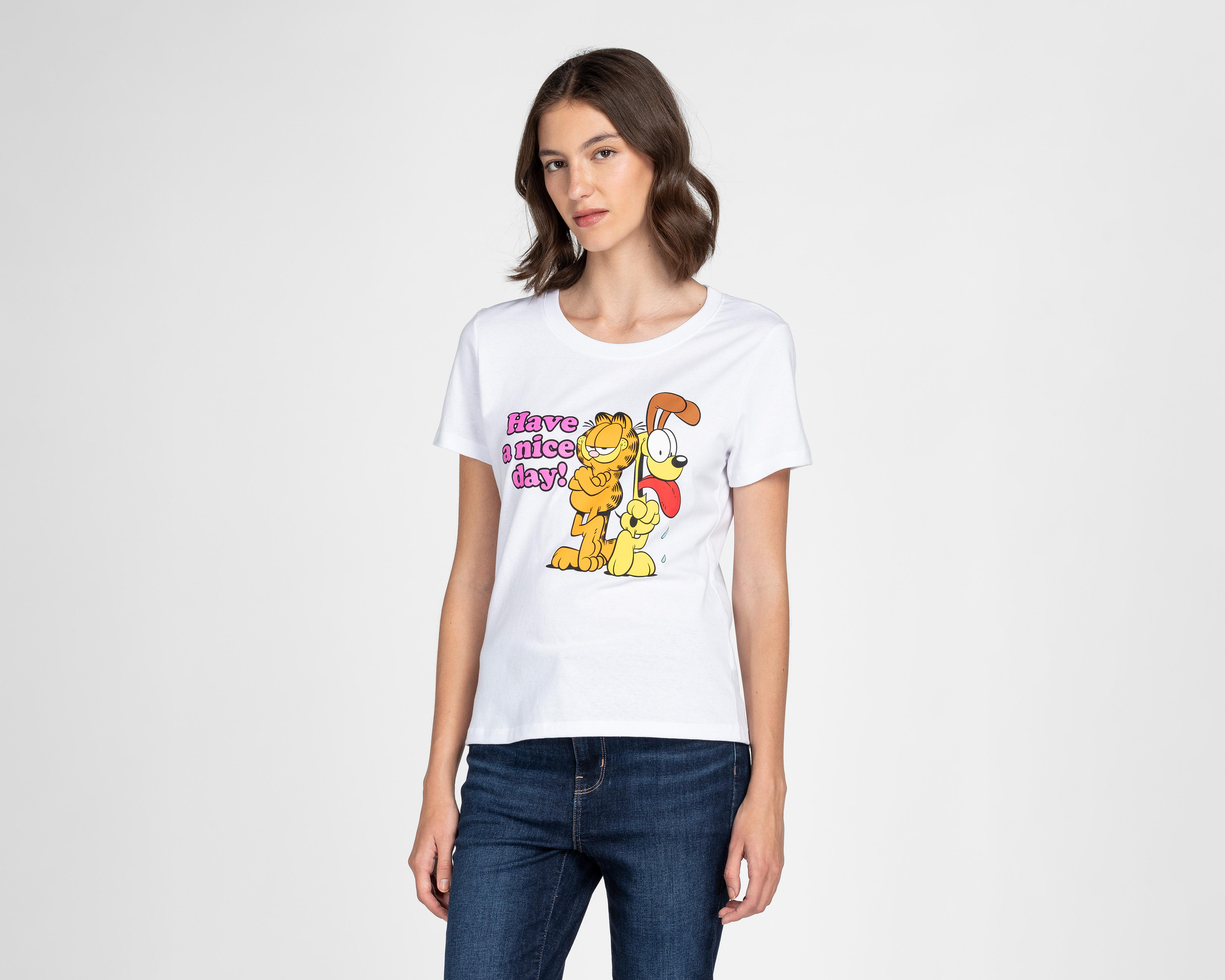 Playera Manga Corta Garfield Juvenil $99