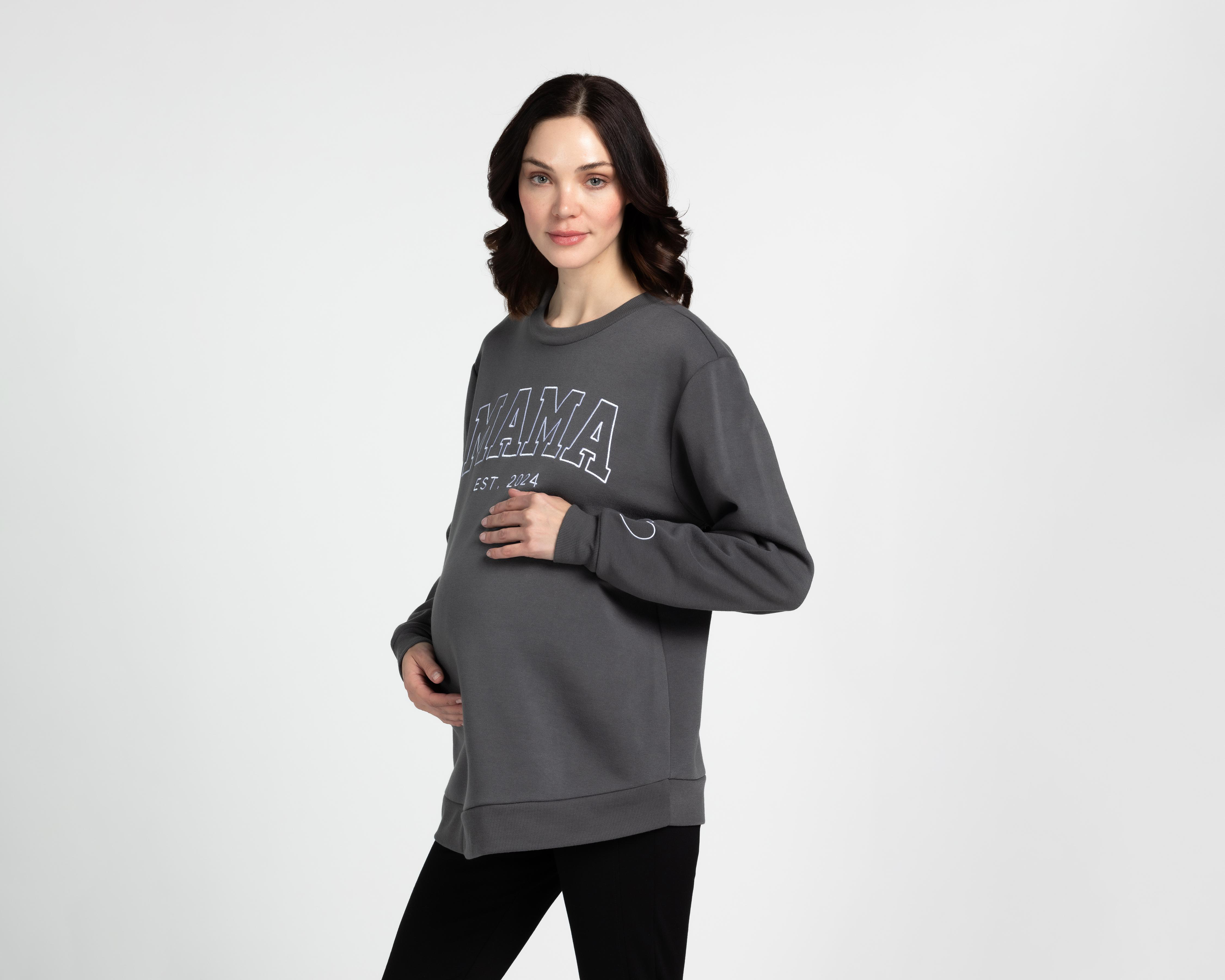 Foto 2 pulgar | Sudadera de Maternidad Mamá Bella Gris