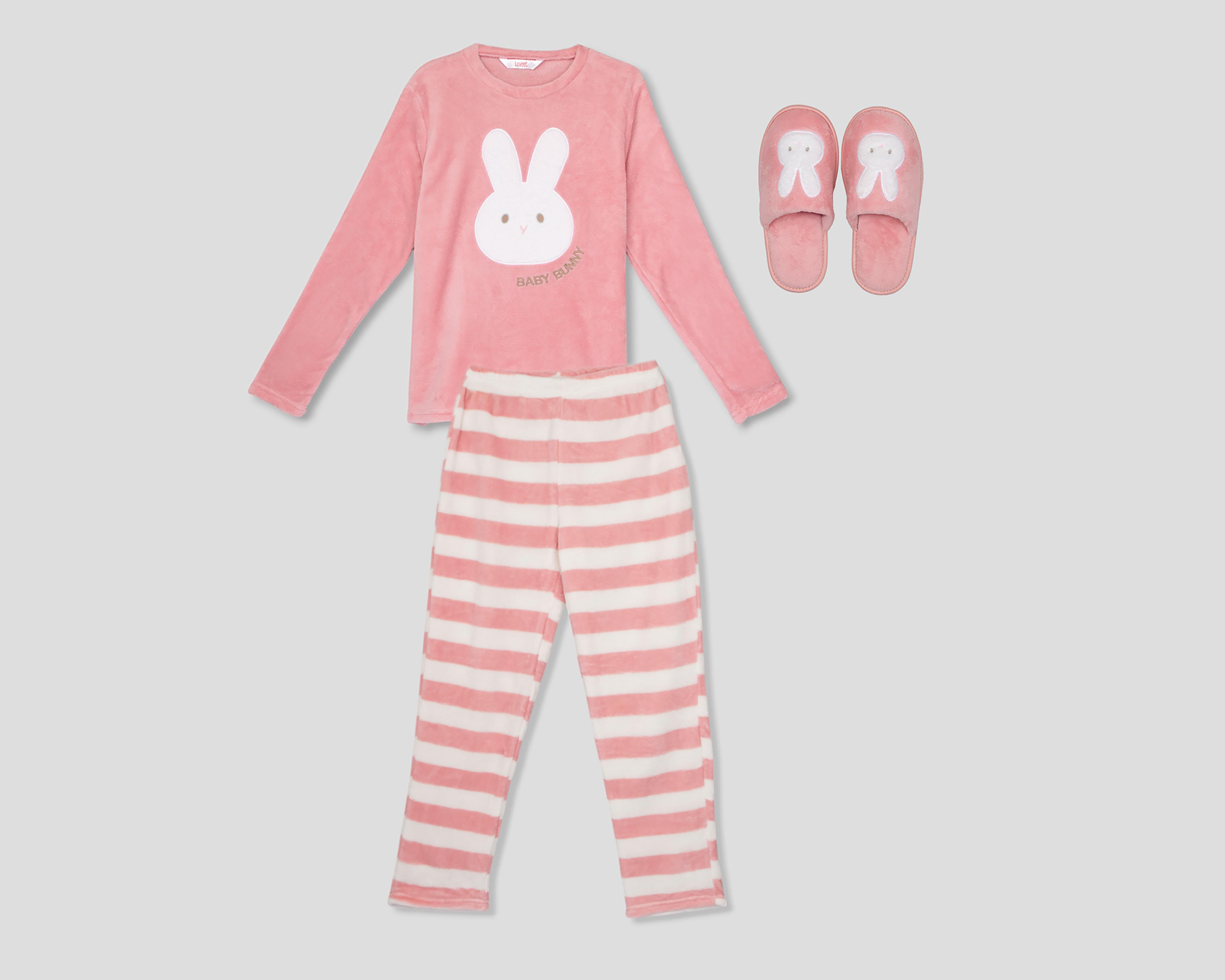 Foto 2 pulgar | Pijama Lovest para Mujer con Pantuflas 3 Piezas