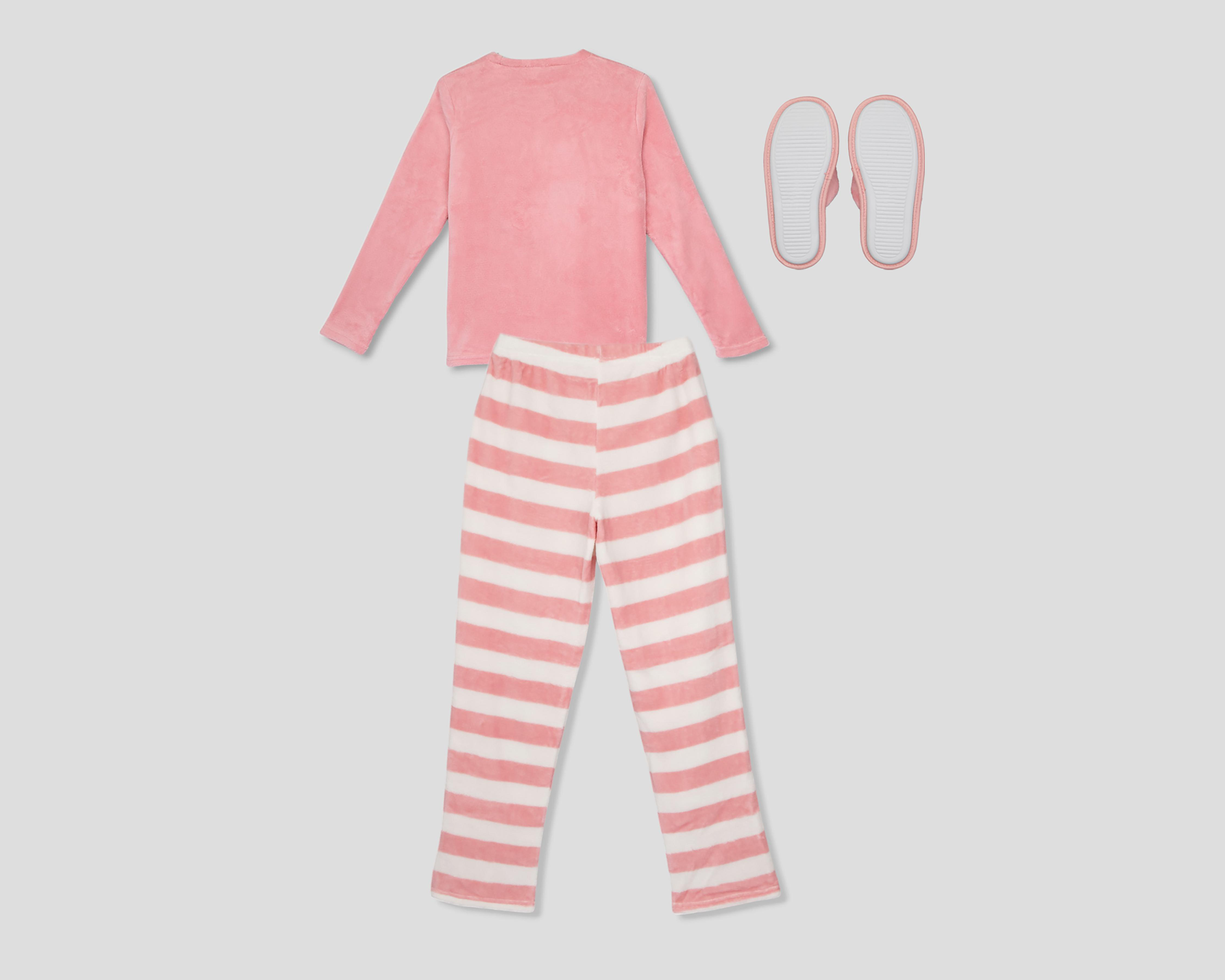 Foto 3 pulgar | Pijama Lovest para Mujer con Pantuflas 3 Piezas