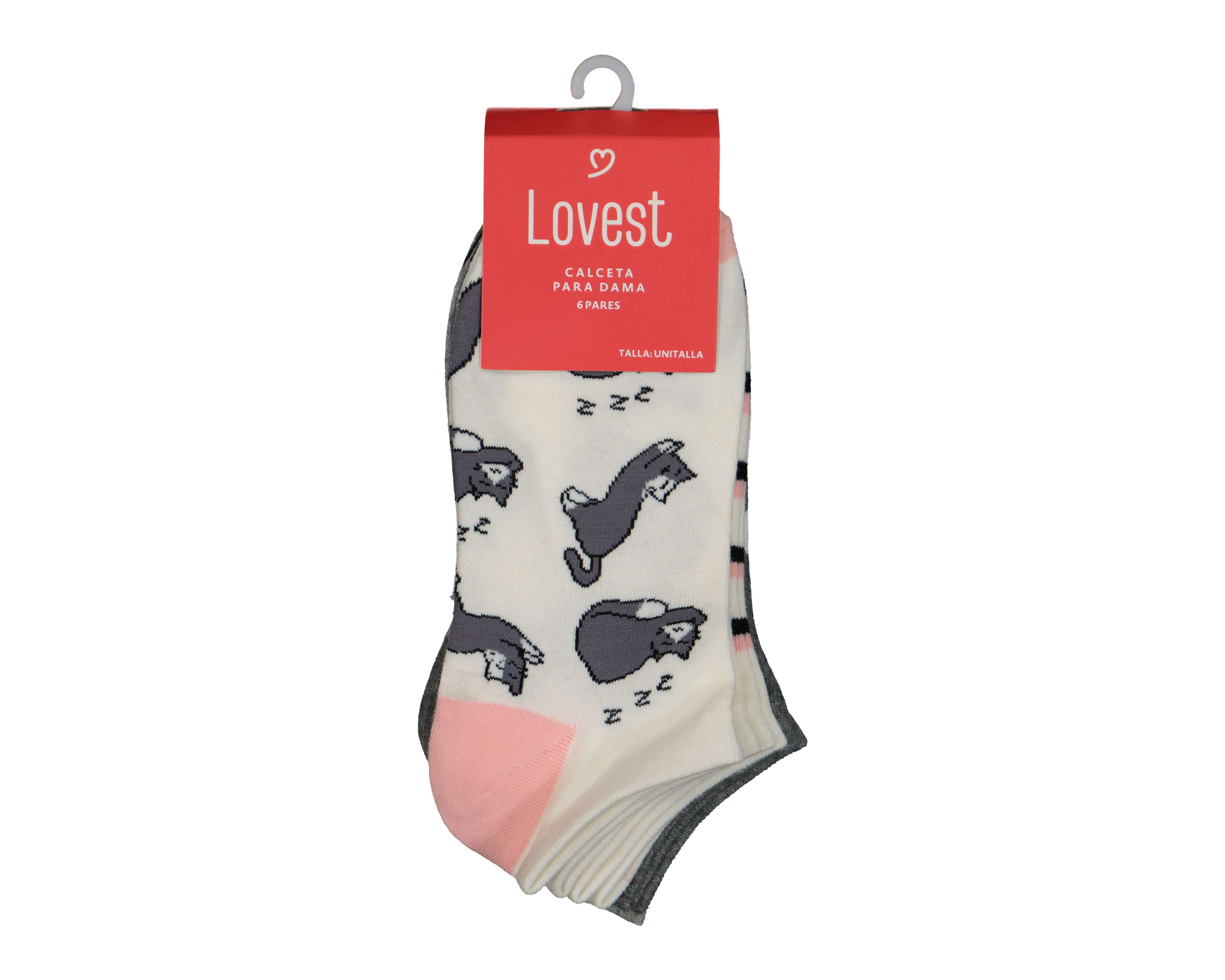 Foto 4 pulgar | Calcetas Tines Lovest Estampadas para Mujer 6 Pares