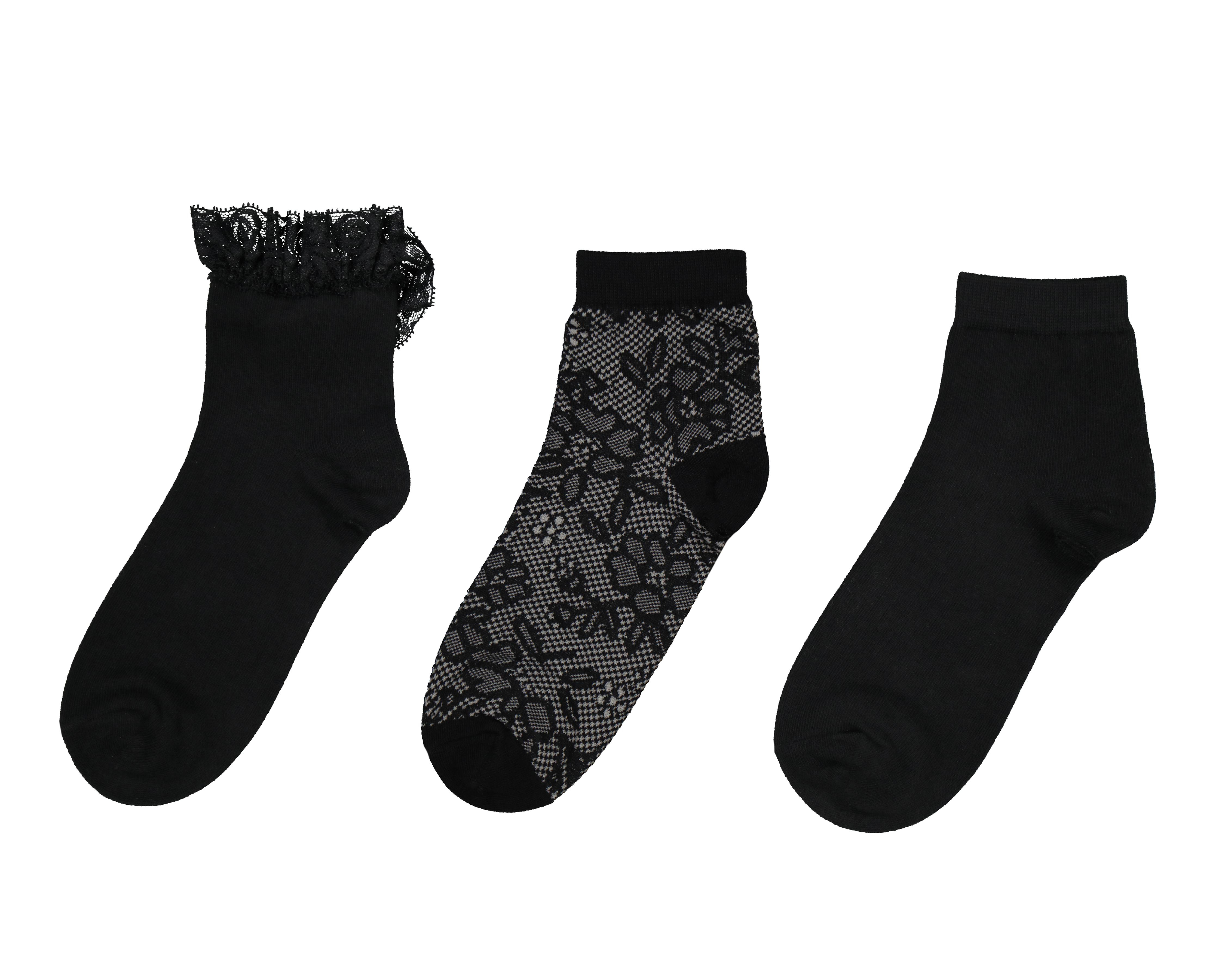 Calcetas Cortas Lovest con Encaje para Mujer 3 Pares