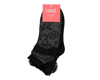 Foto 3 | Calcetas Cortas Lovest con Encaje para Mujer 3 Pares
