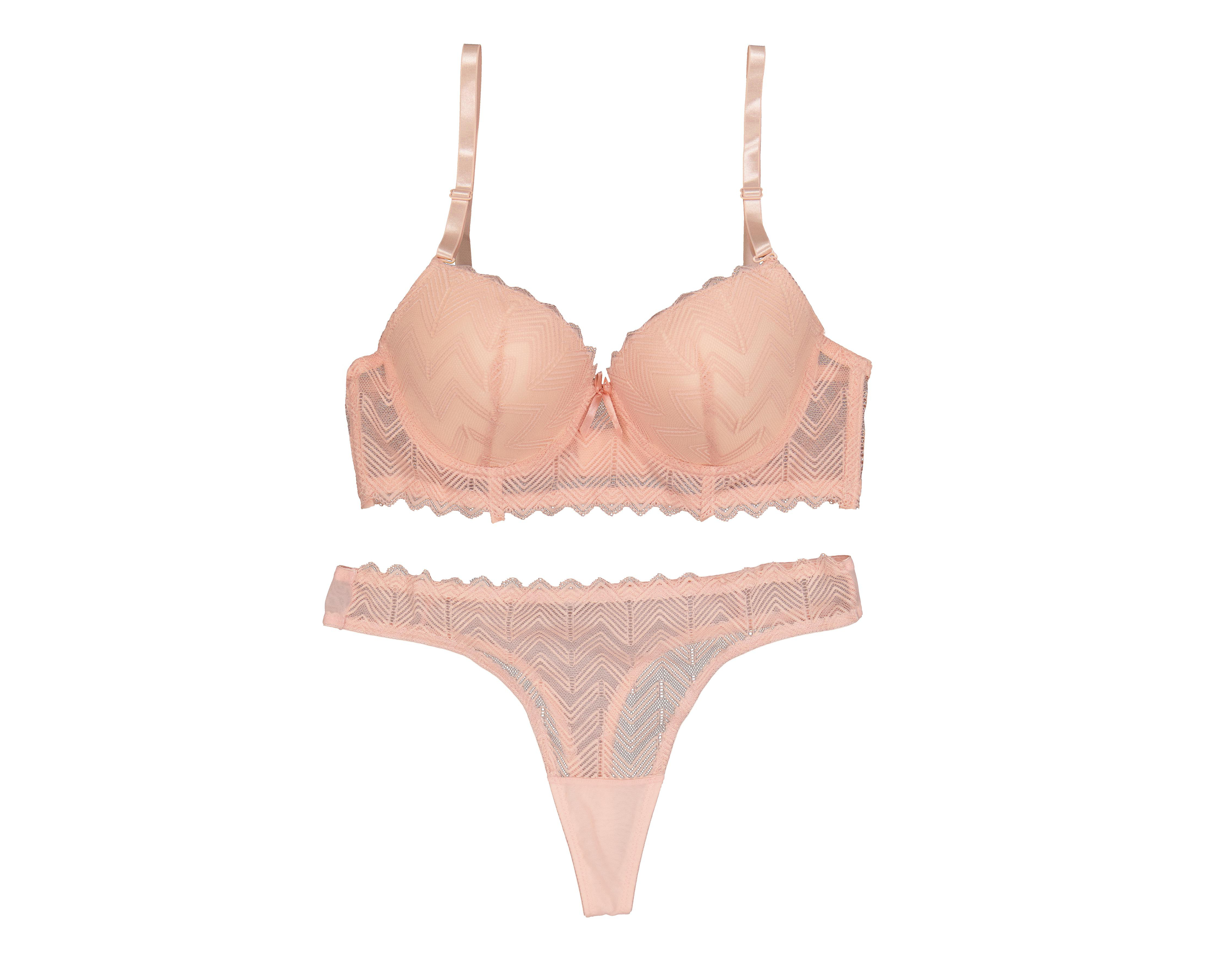 Coordinado de Encaje Copa Completa Rosa Carnival
