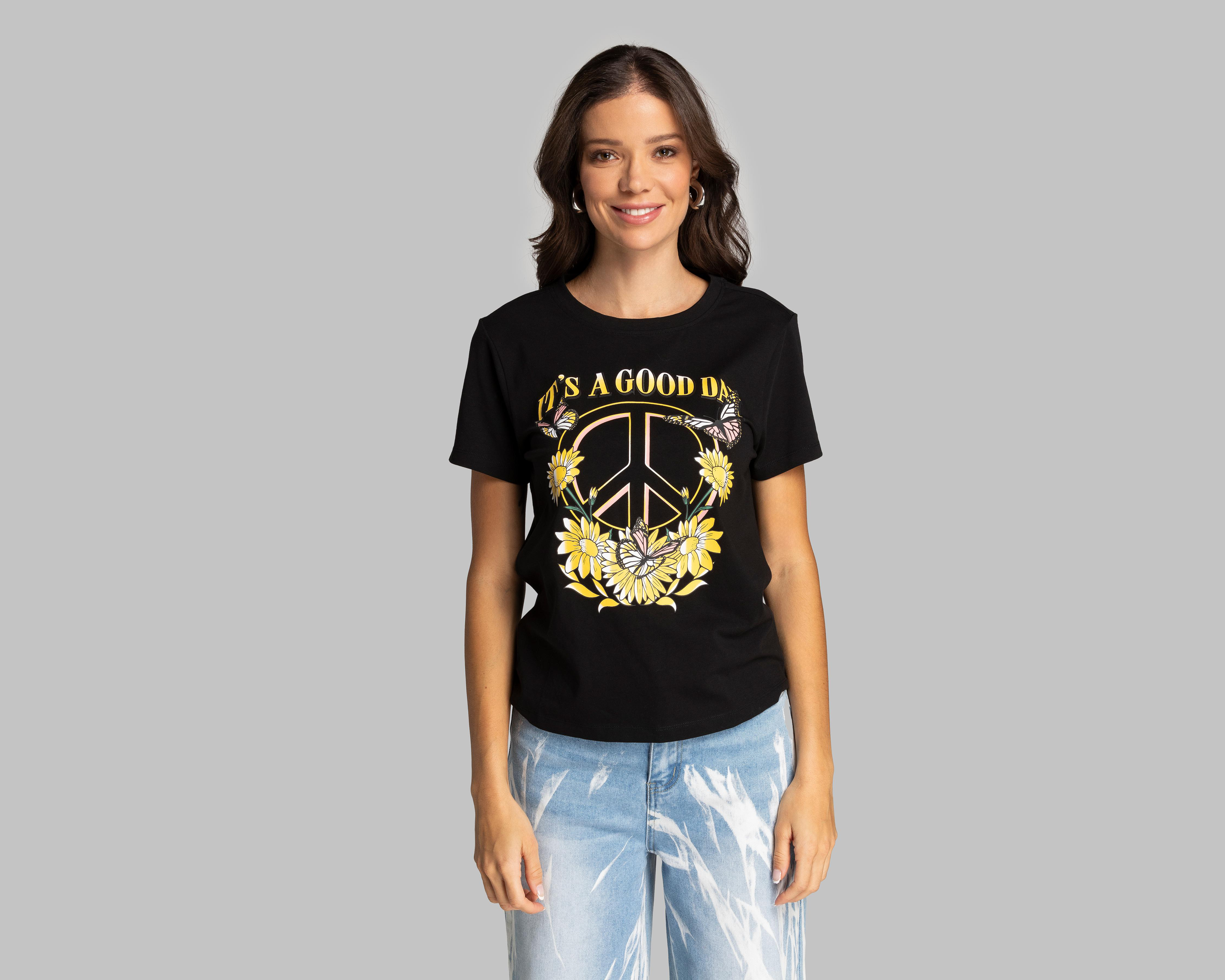 Foto 2 pulgar | Playera Thinner Estampada para Mujer