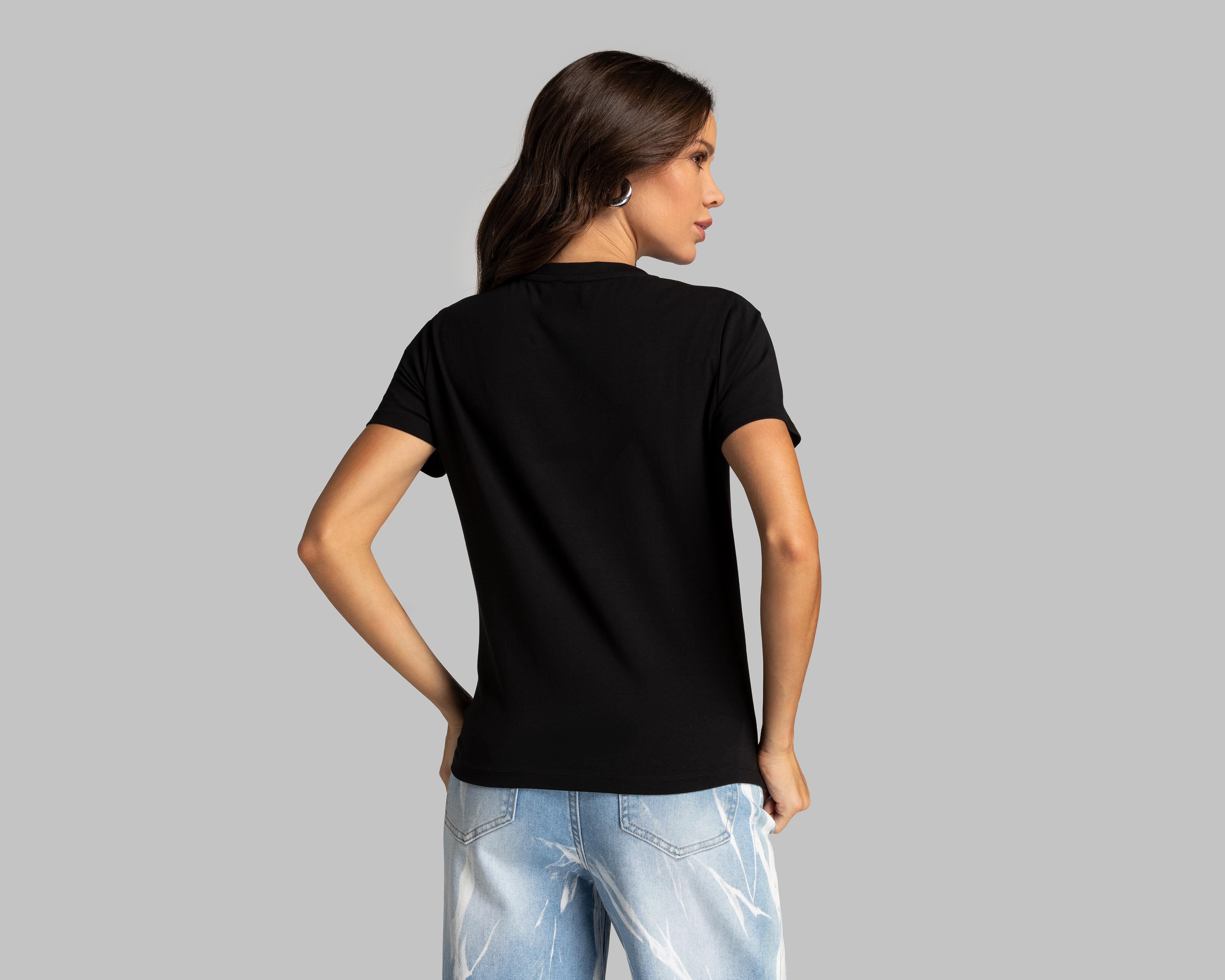 Foto 4 pulgar | Playera Thinner Estampada para Mujer