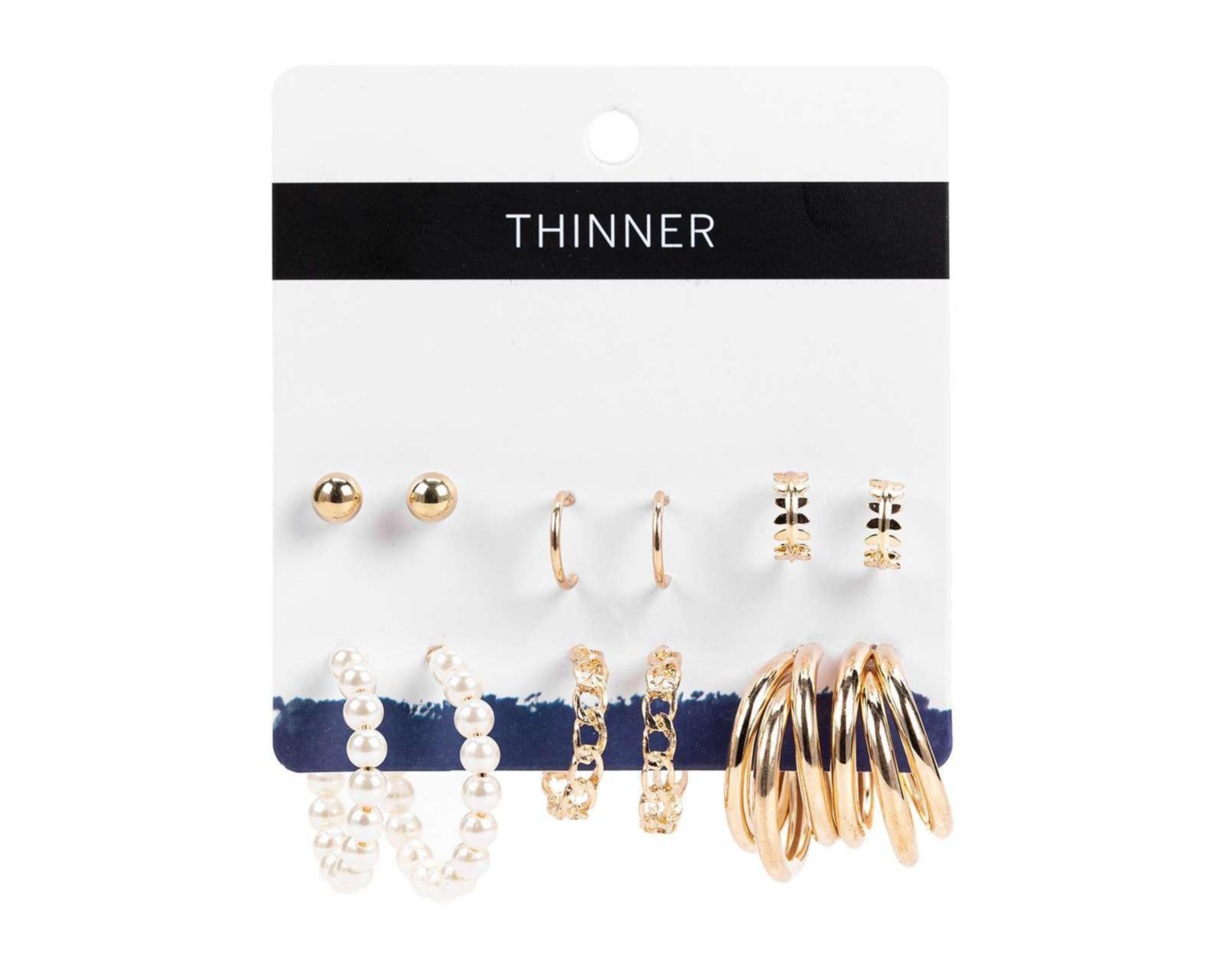 Aretes y Arracadas Thinner Dorado 6 Pares