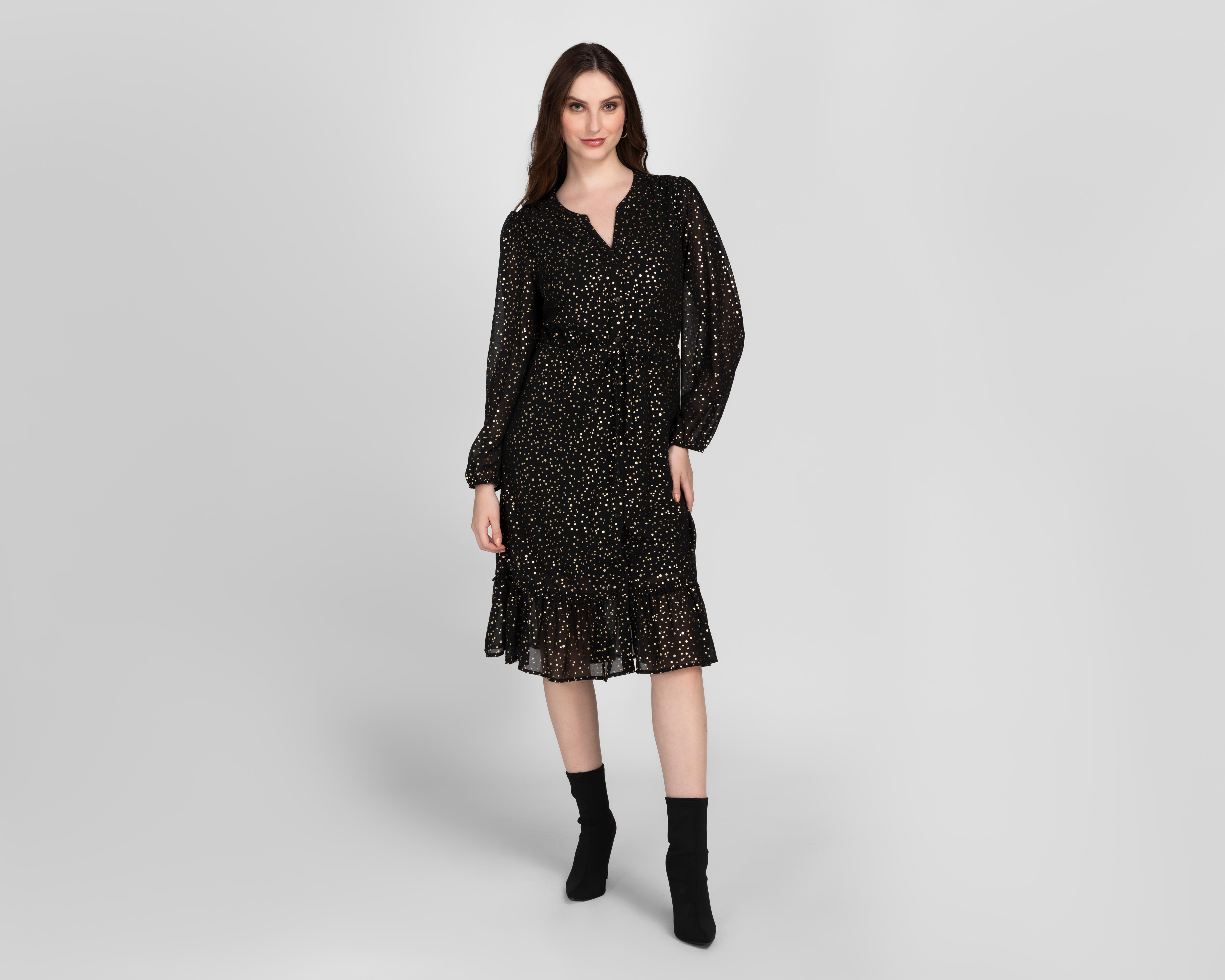 Foto 2 pulgar | Vestido Casual Sahara con Puntos Negro