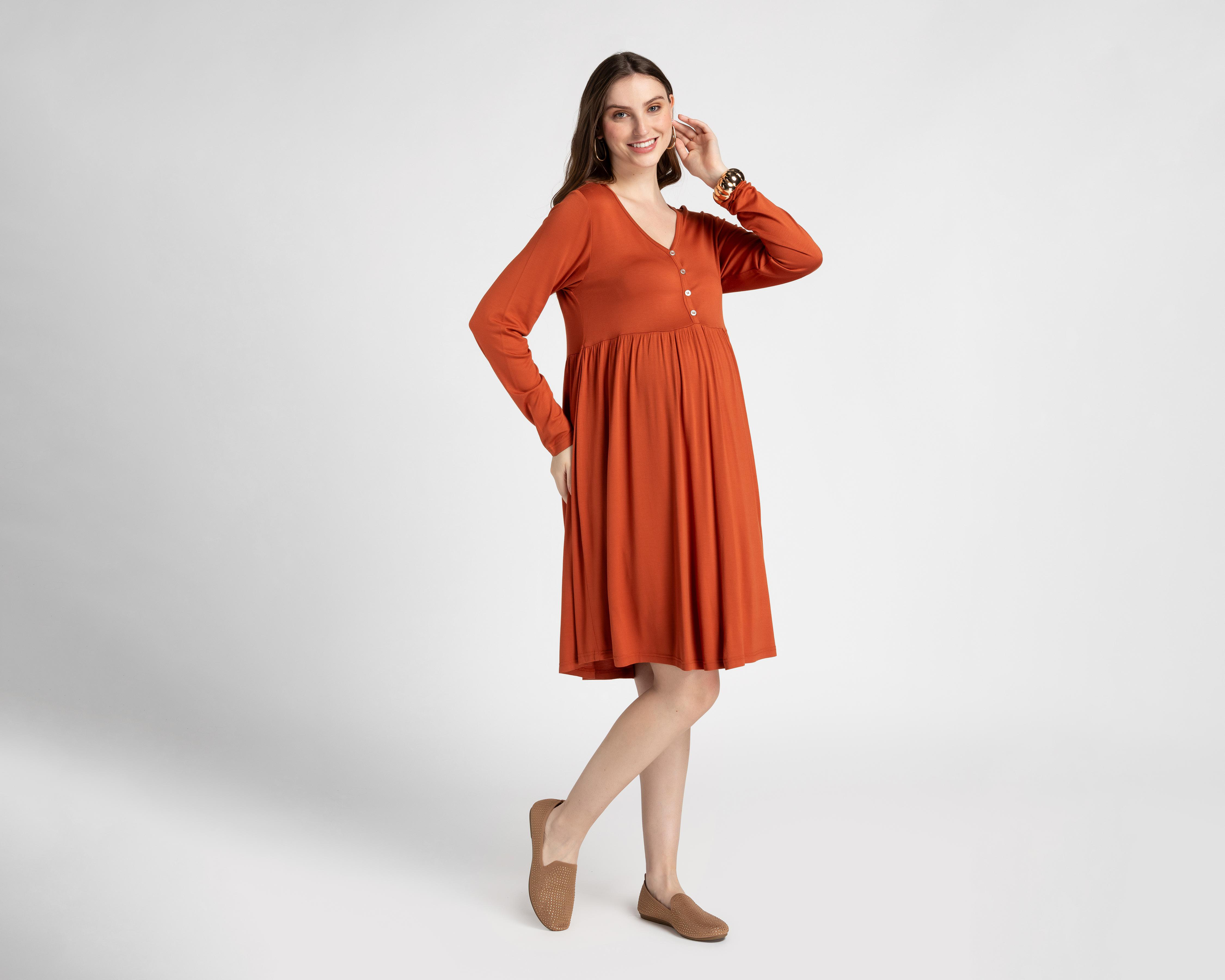 Foto 3 pulgar | Vestido de Maternidad Mamá Bella Manga Larga