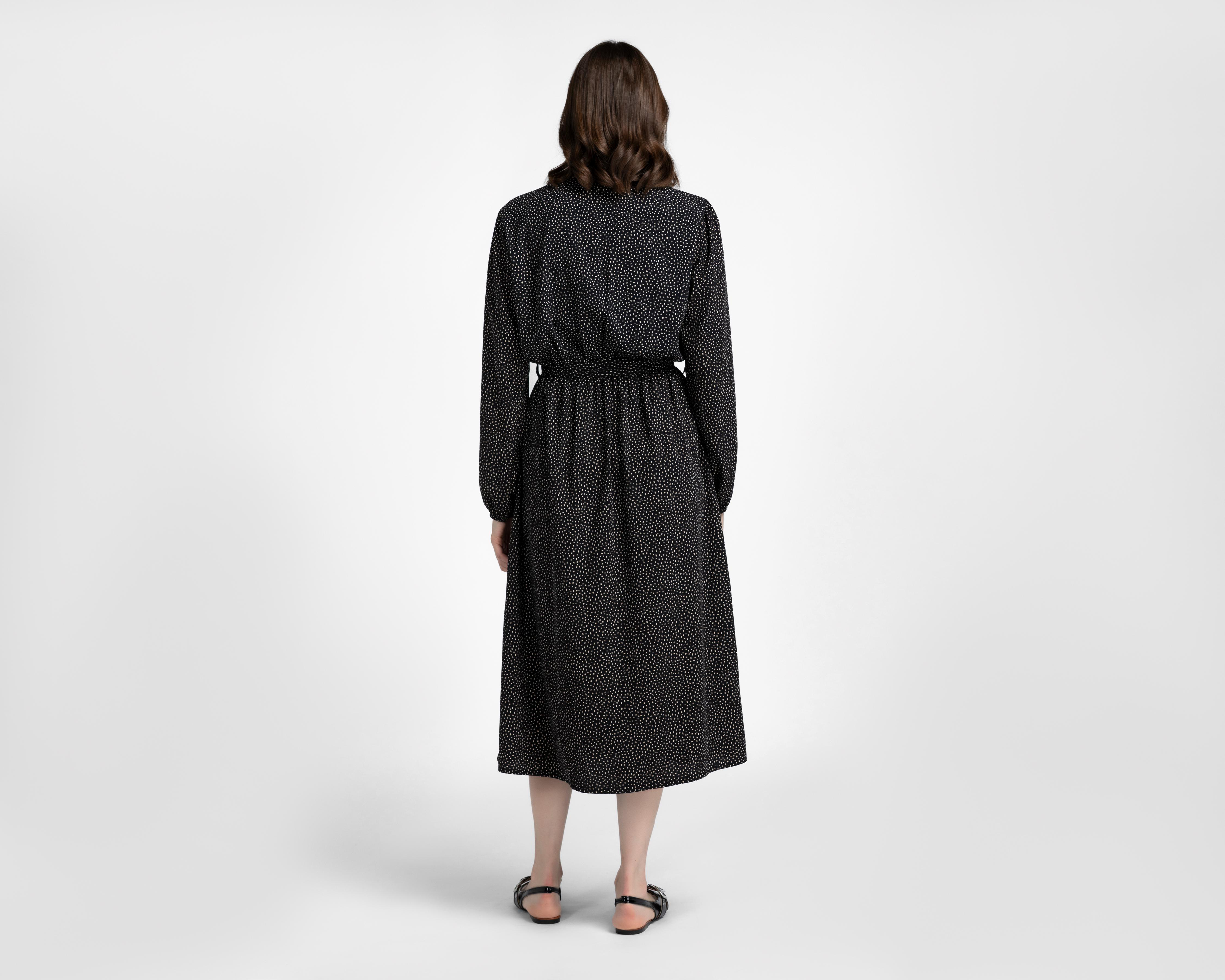 Foto 4 pulgar | Vestido Casual Sahara Midi Negro con Lunares