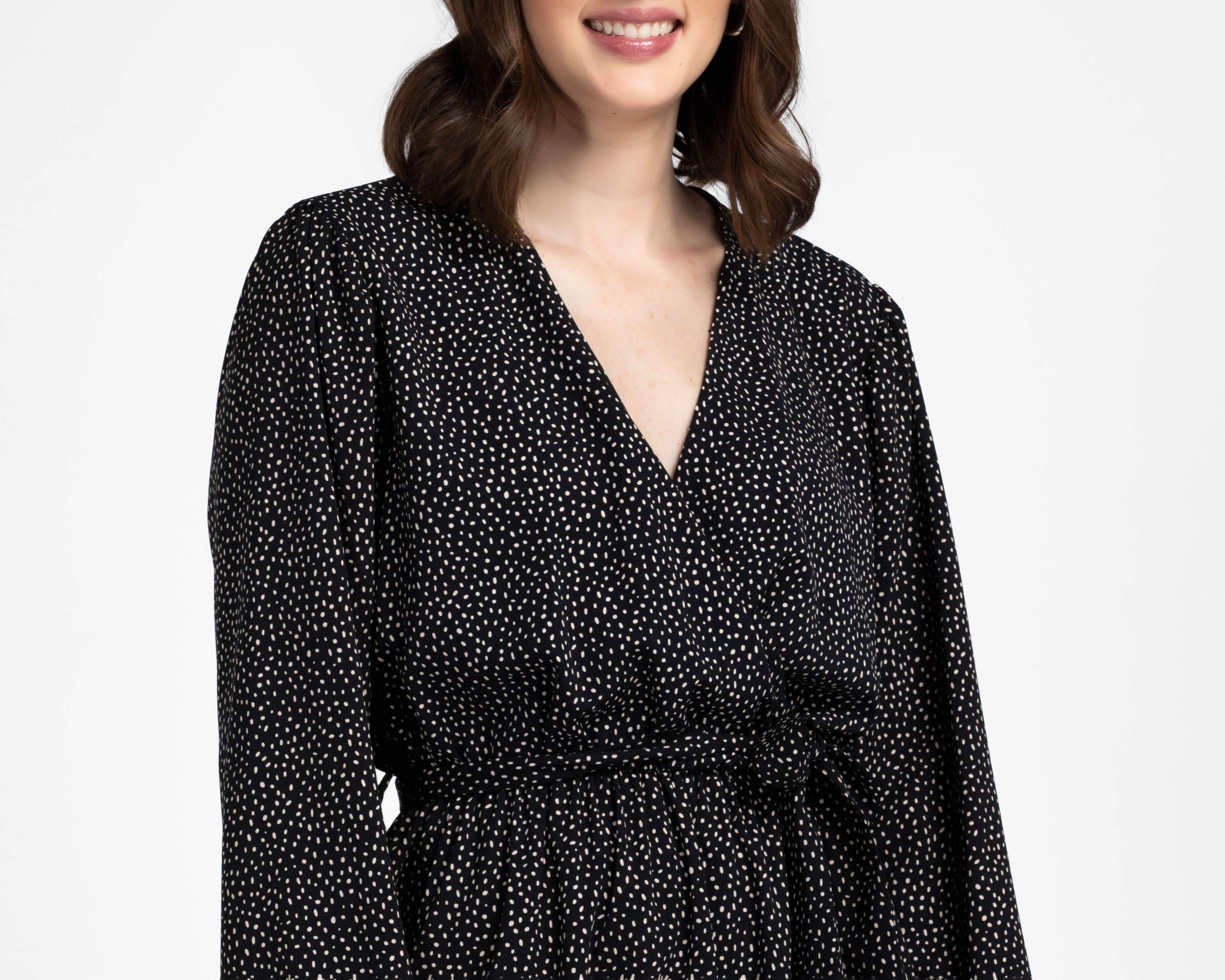 Foto 5 pulgar | Vestido Casual Sahara Midi Negro con Lunares