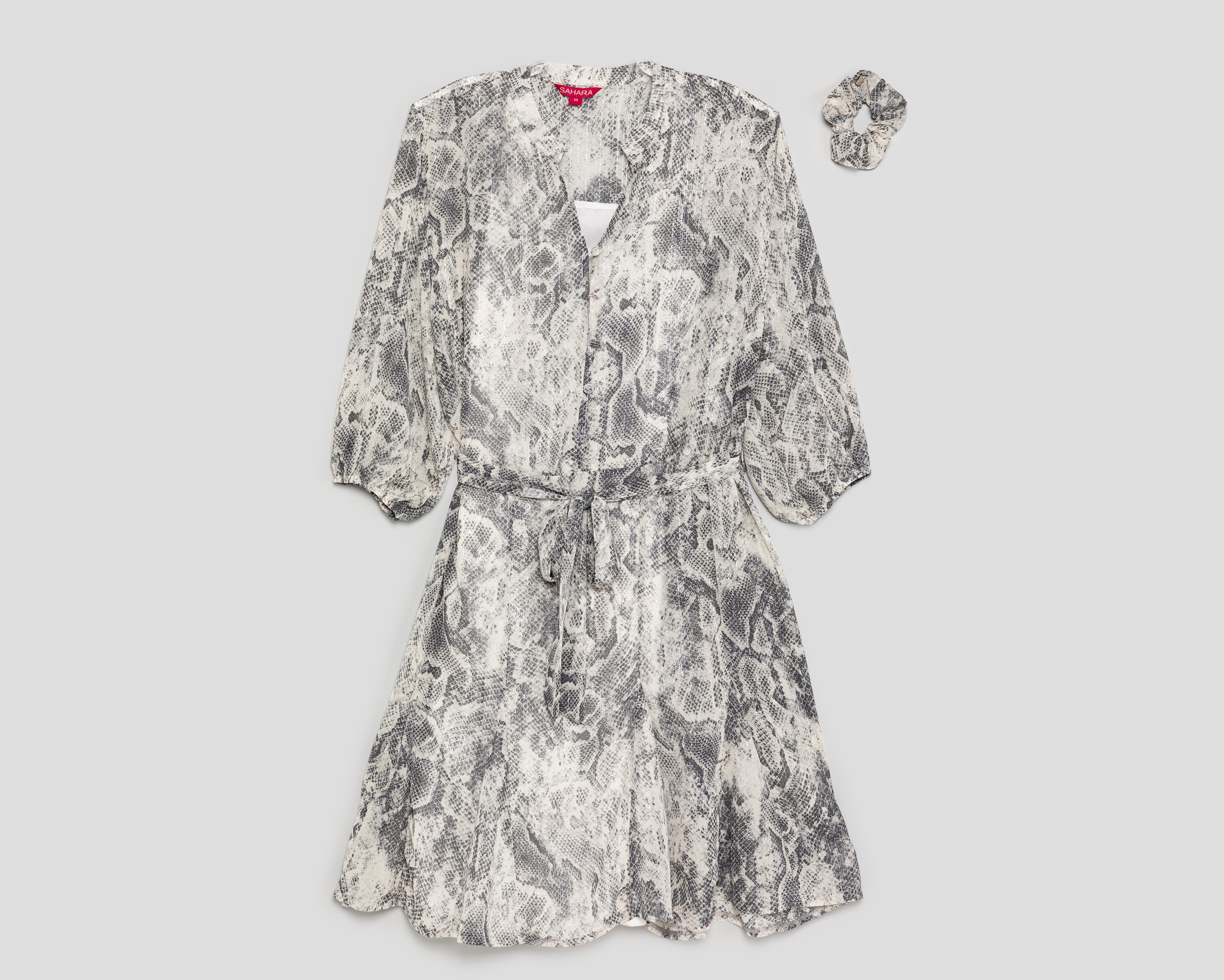 Foto 1 | Vestido Casual Sahara Animal Print con Listón y Botones para Mujer