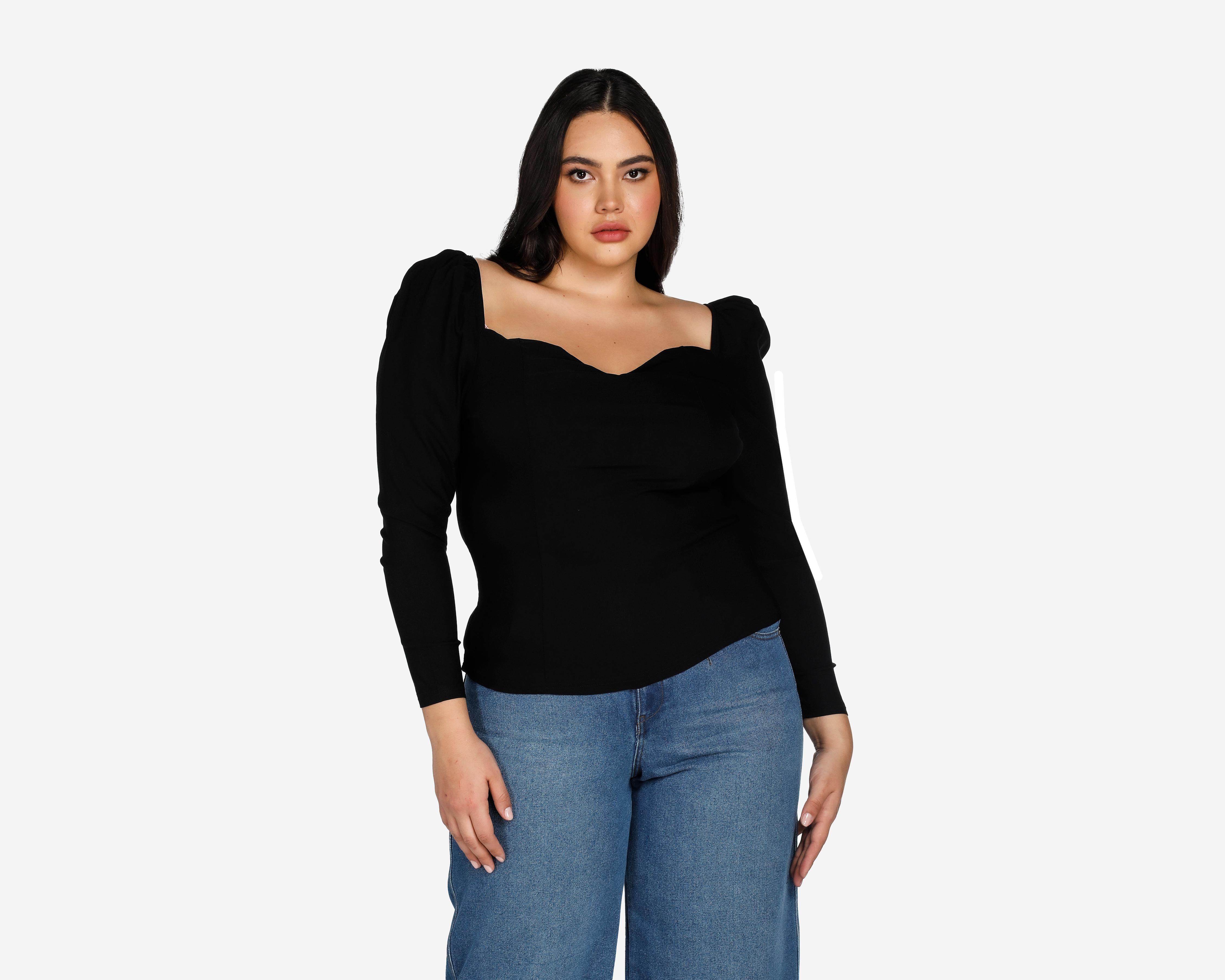 Foto 3 pulgar | Blusa Thinner Manga Larga Negra