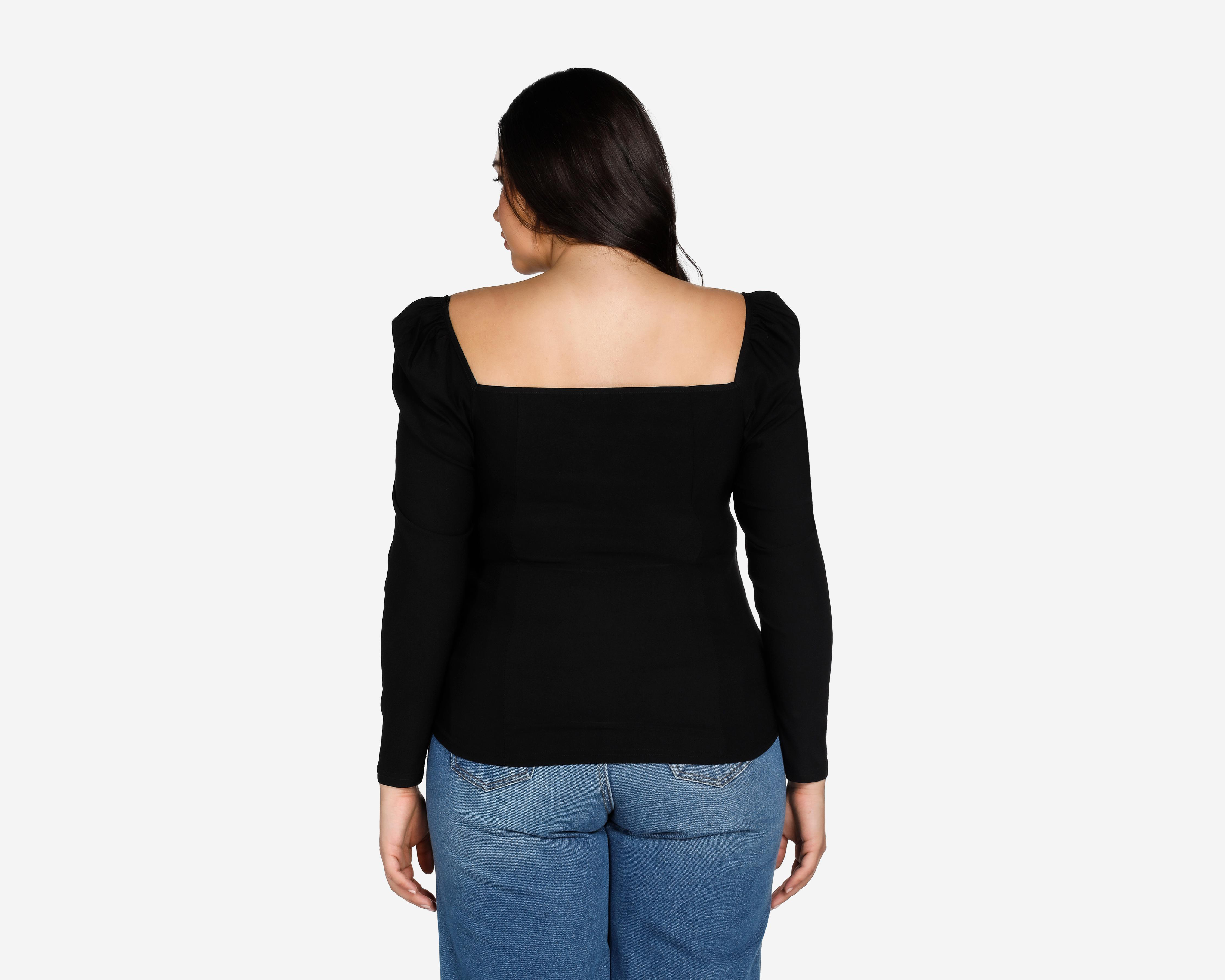Foto 4 pulgar | Blusa Thinner Manga Larga Negra