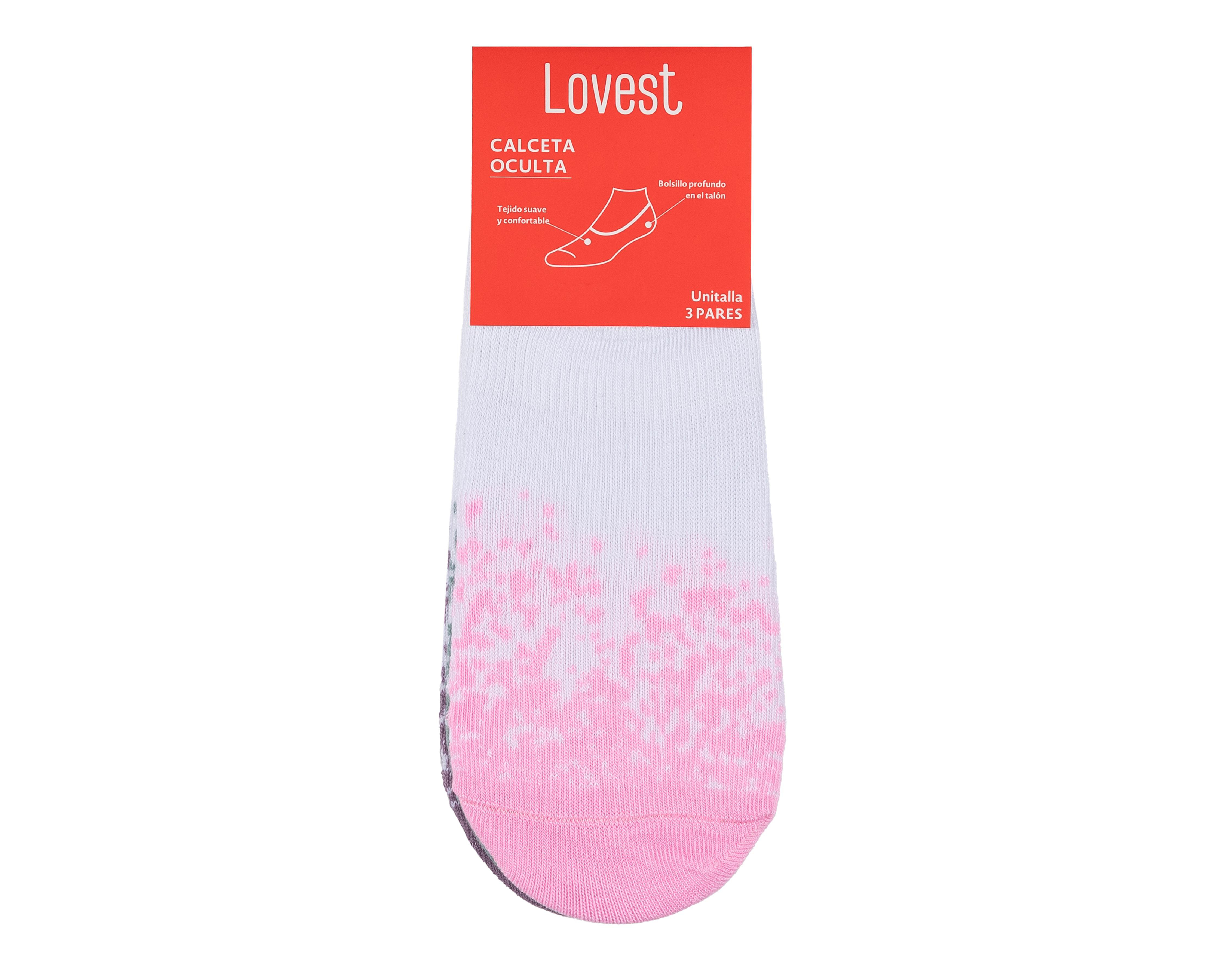 Foto 3 | Calcetas Invisibles Lovest para Mujer 3 Pares
