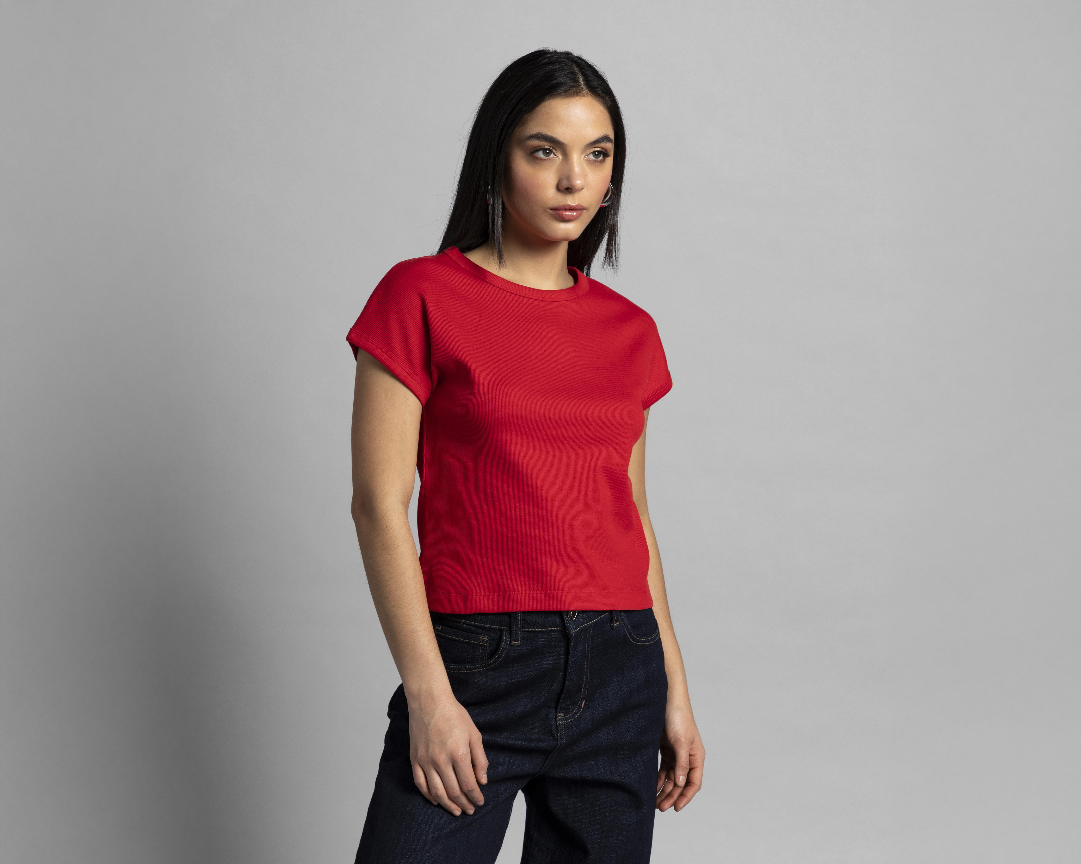 Foto 2 pulgar | Playera Thinner Roja para Mujer