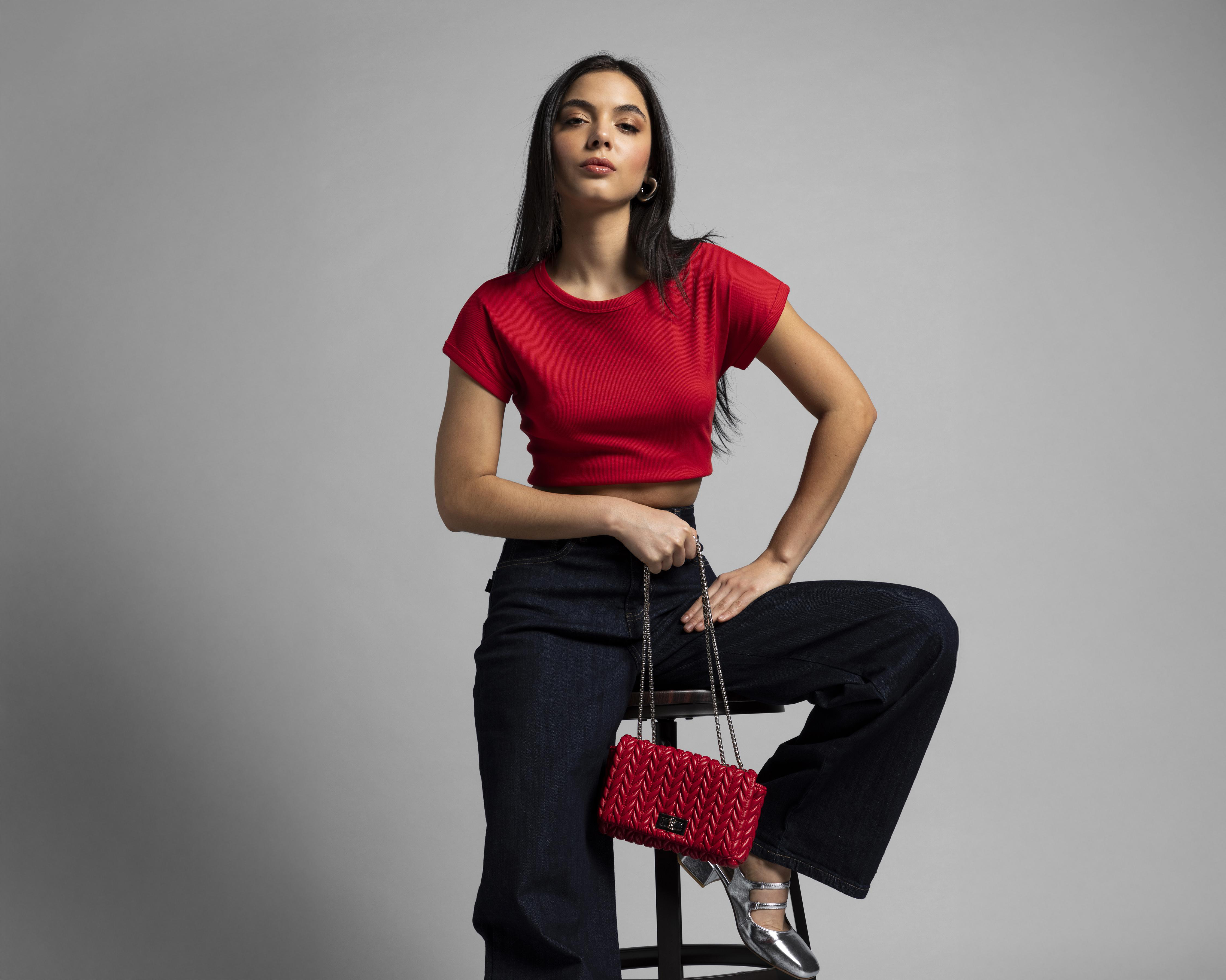 Foto 2 | Playera Thinner Roja para Mujer