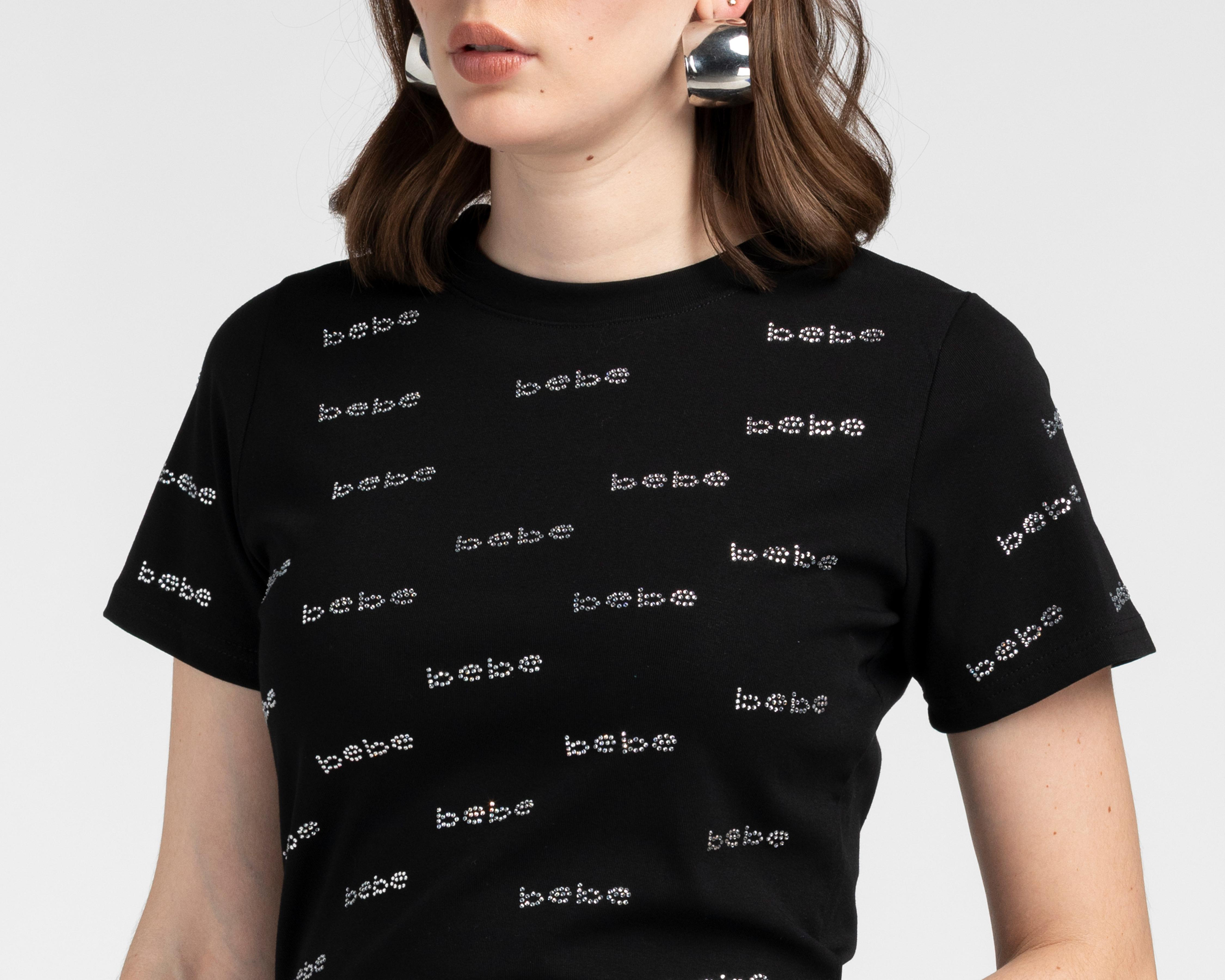 Foto 4 | Playera Cuello Redondo Negra Bebe para Mujer