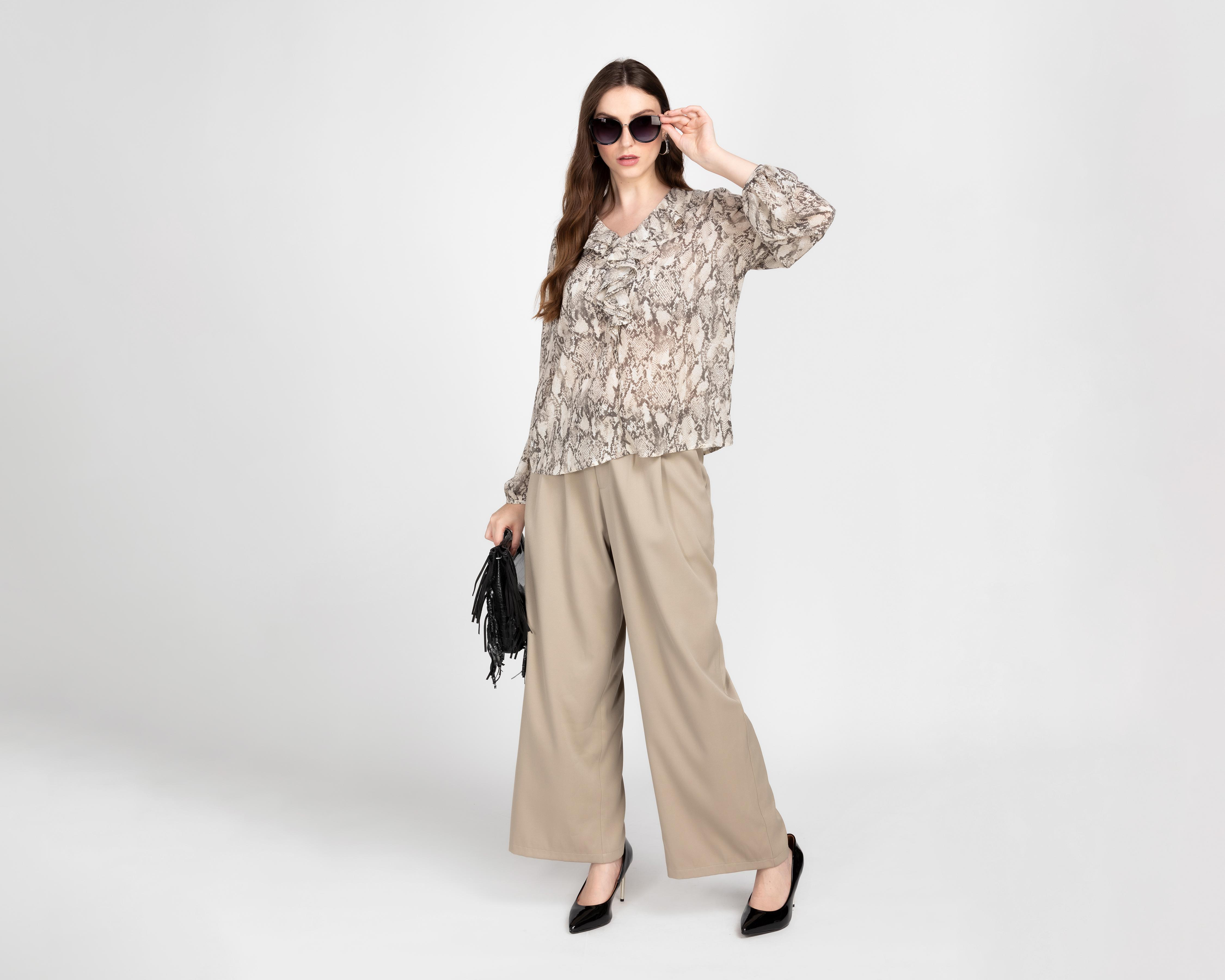Foto 3 pulgar | Blusa Sahara con Olanes para Mujer
